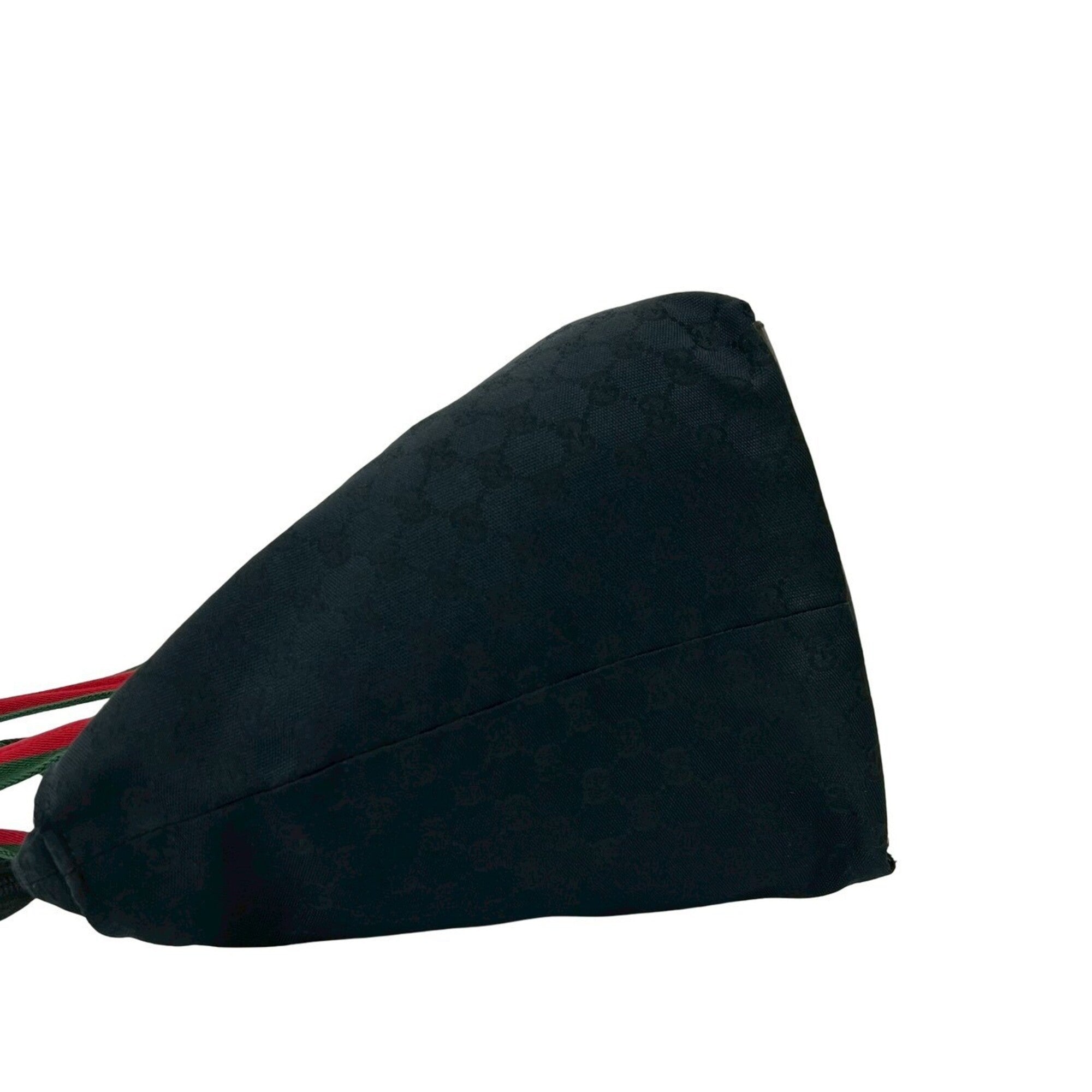 Gucci Black Green Red Color Canvas Leather Handbag Tote Bag (Pre-Owned)