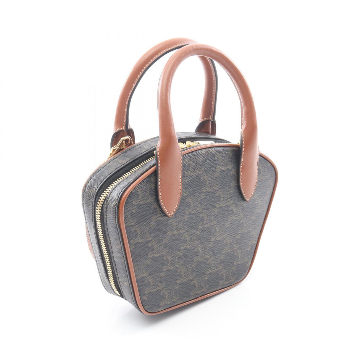 Celine Black Brown Coated Canvas Leather Handbag (Pre-Owned)