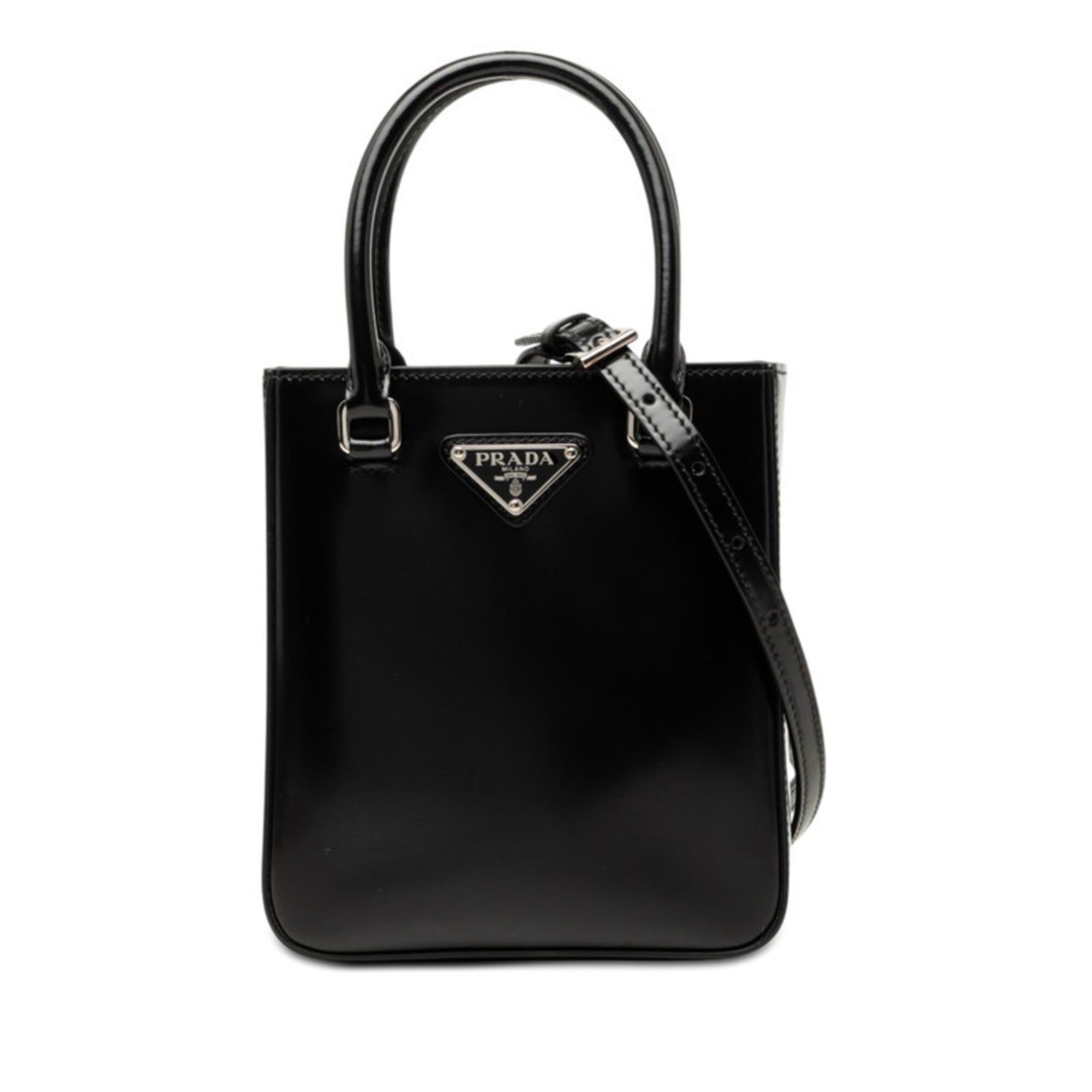 Prada Black Leather Handbag Shoulder Bag (Pre-Owned)