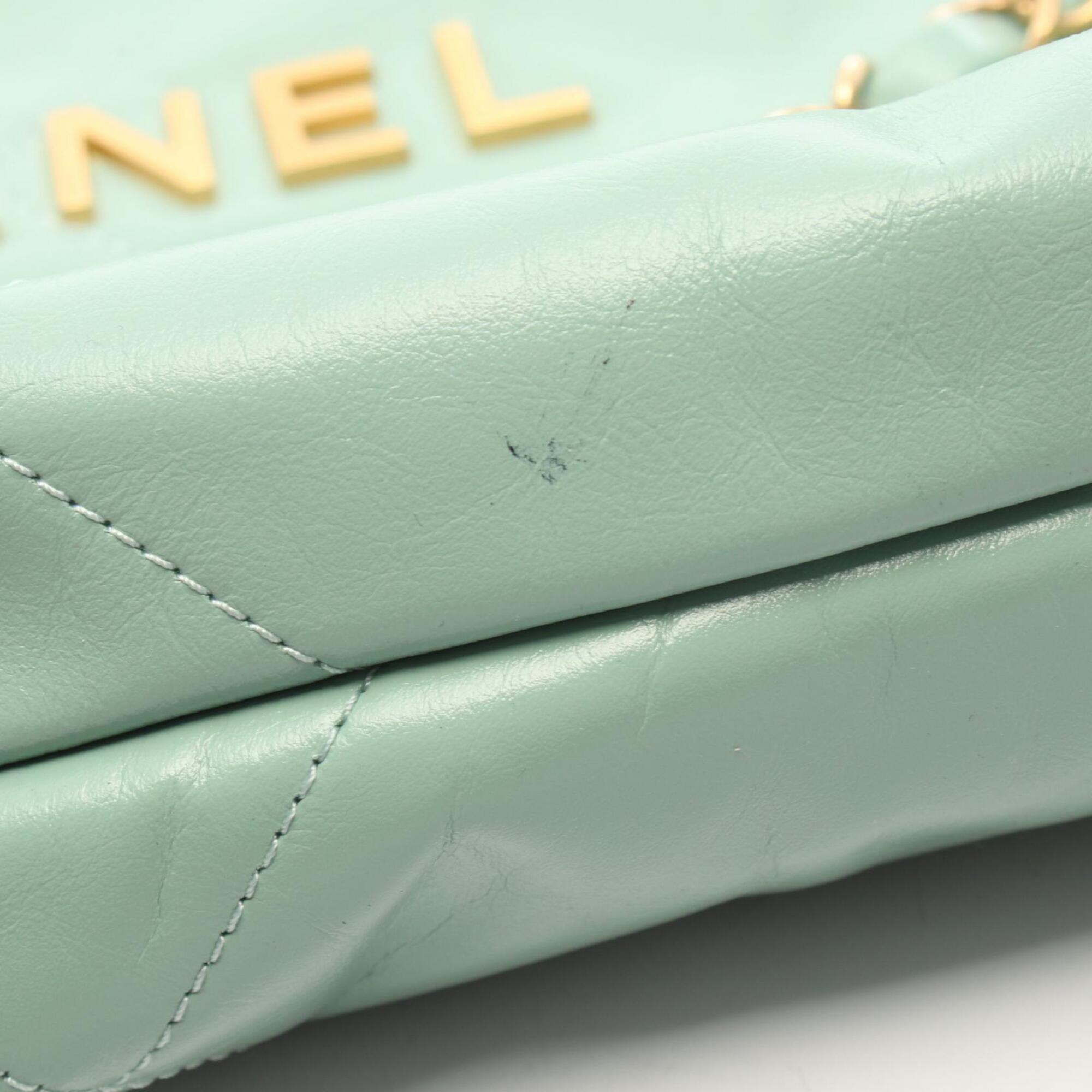 Chanel Green Leather Handbag Pouch Shoulder Bag (Pre-Owned)