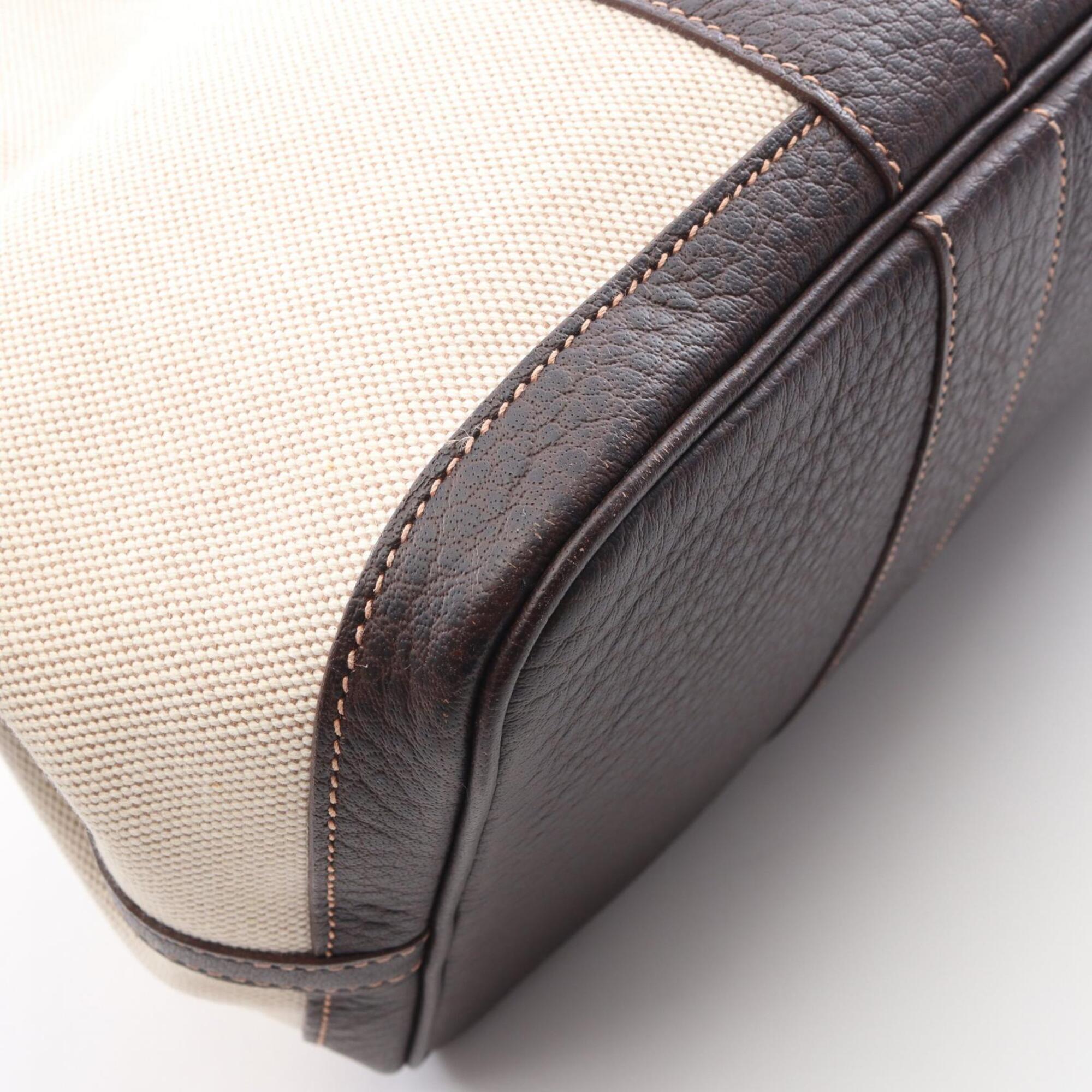 Hermes Brown Ivory Toile H Buffalo Leather Handbag Tote Bag (Pre-Owned)