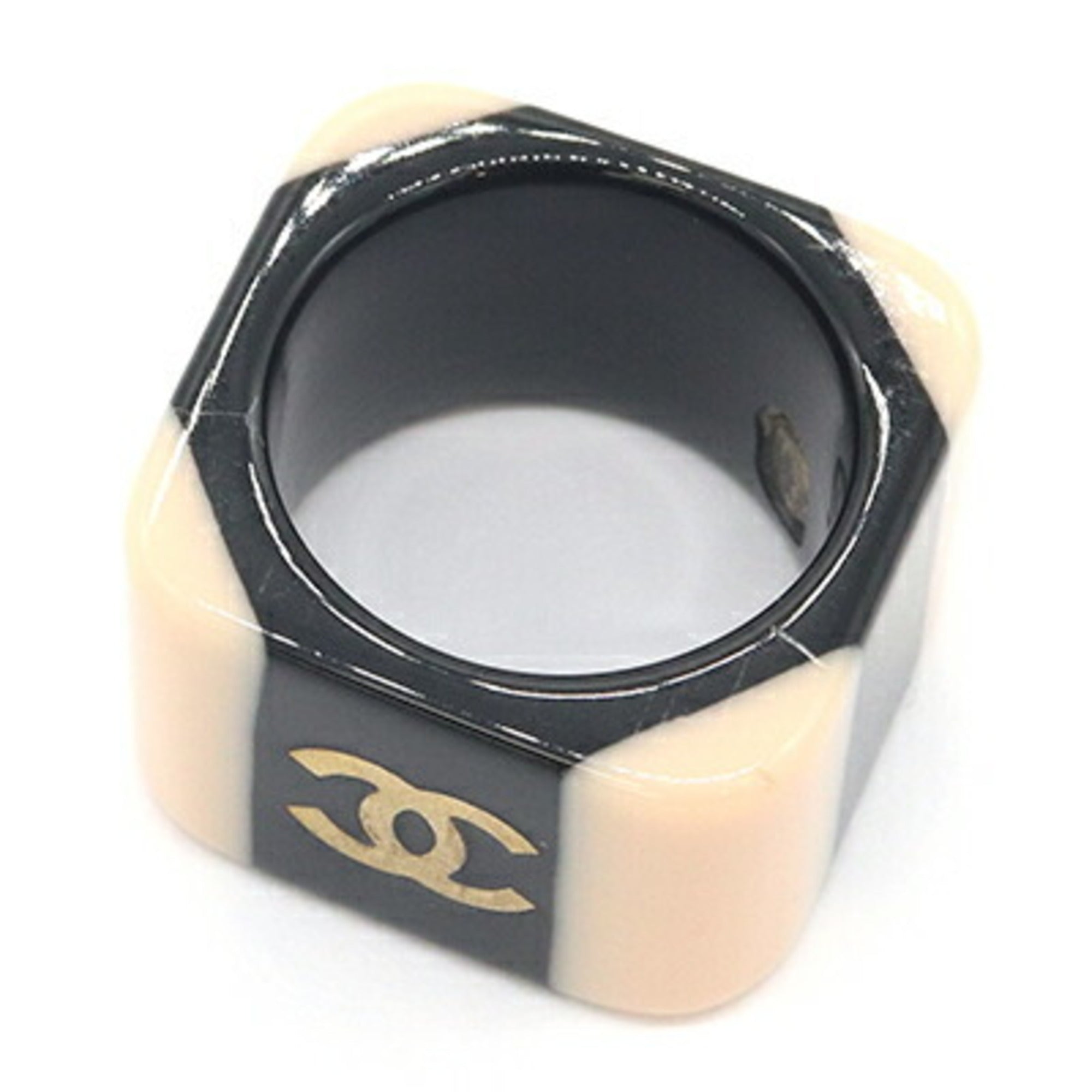 Chanel Black Pink Plastic Band Ring (Pre-Owned)