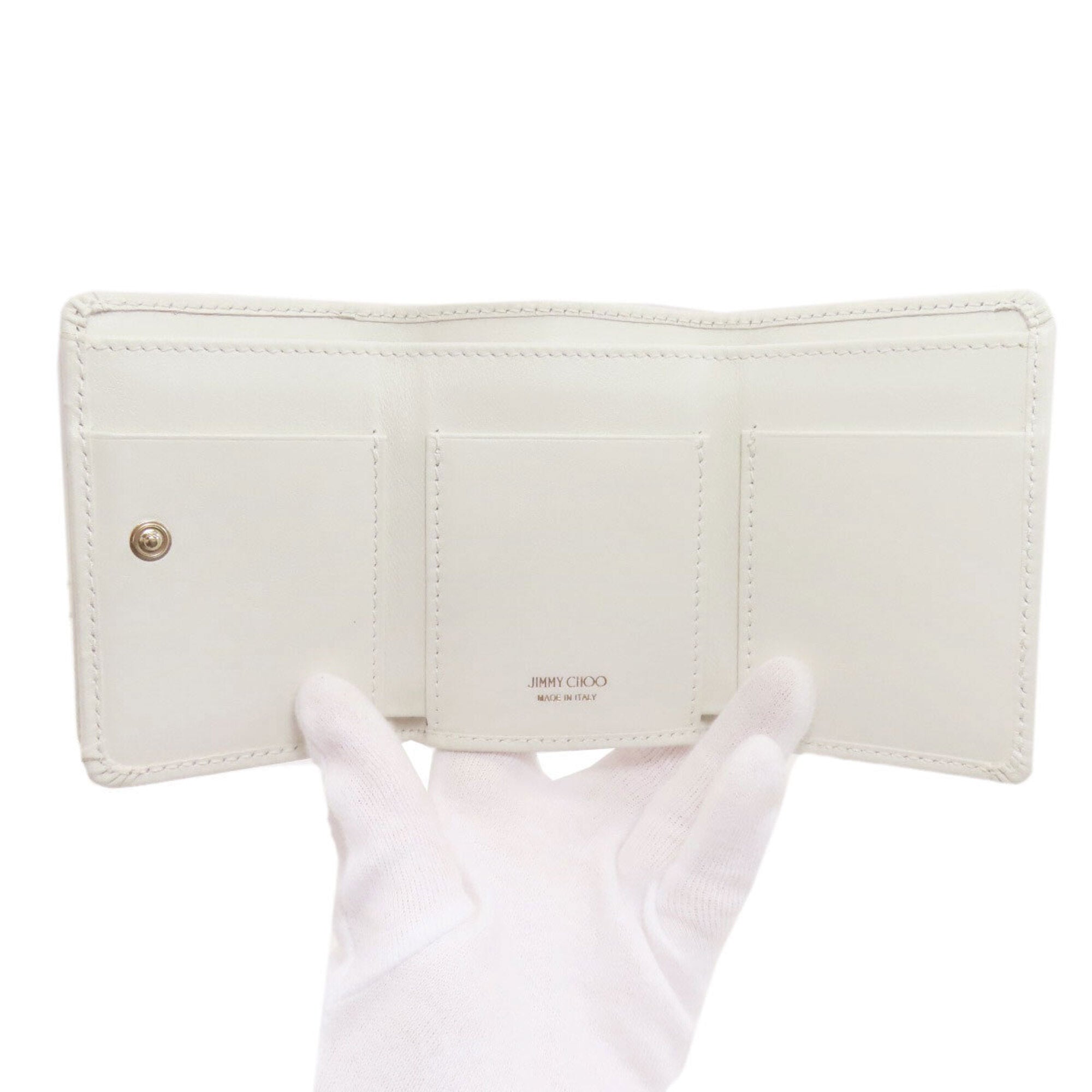 Jimmy Choo White Leather Wallet (Tri-Fold) (Pre-Owned)