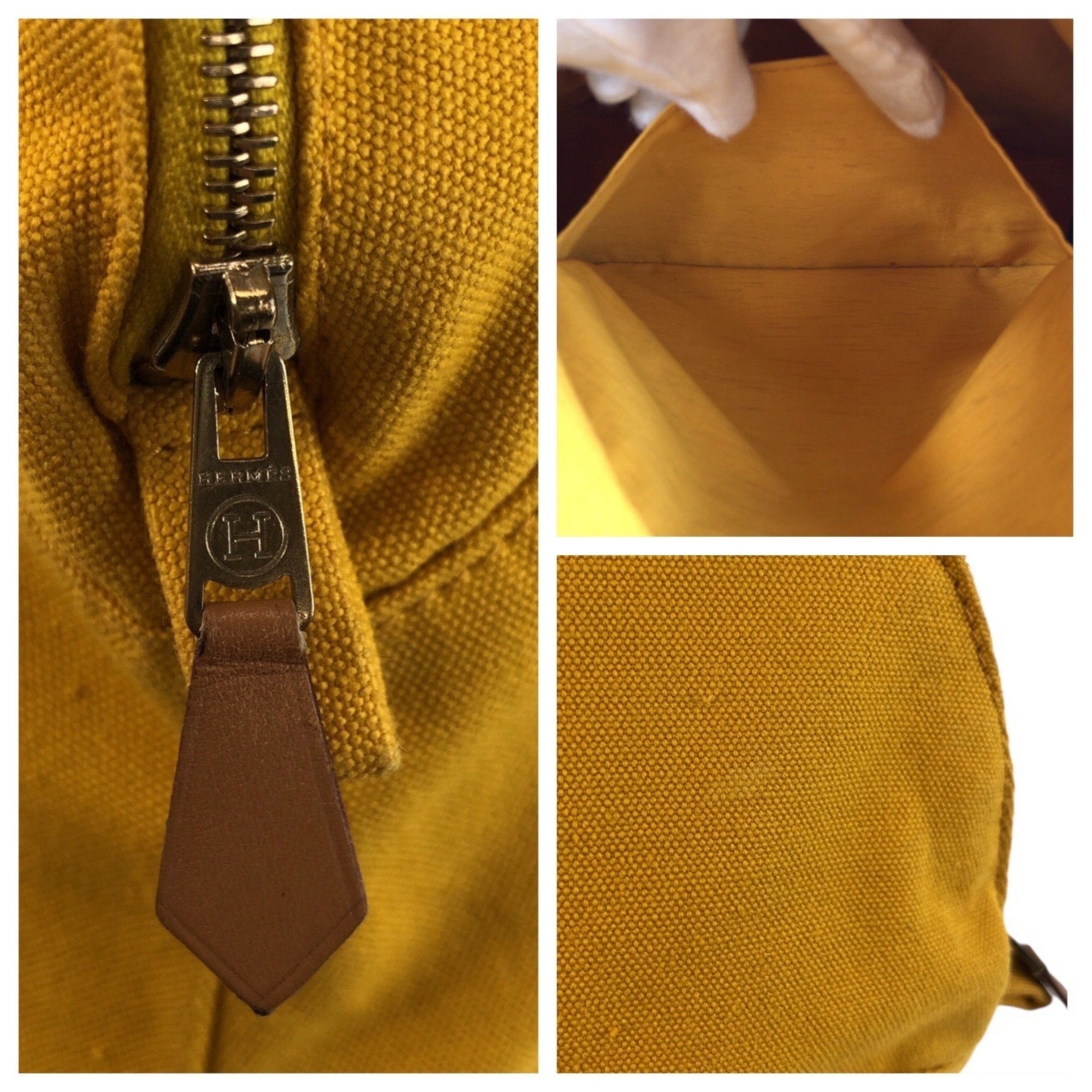 Hermes Mustard Yellow Canvas Handbag Pouch (Pre-Owned)