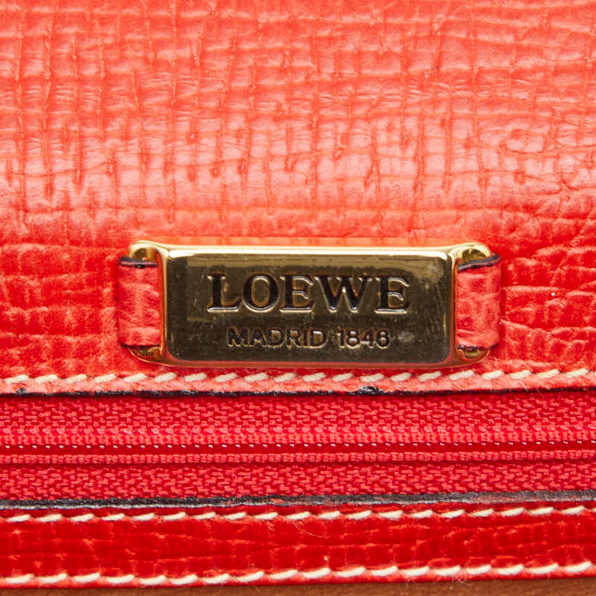 Loewe Red Color Leather Handbag Shoulder Bag (Pre-Owned)