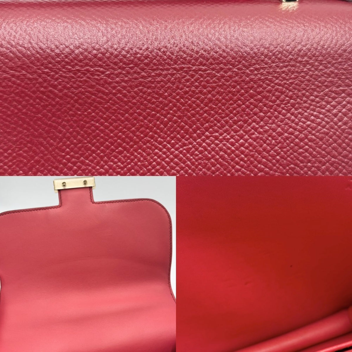 Hermes Red Color Epsom Leather Pochette Shoulder Bag (Pre-Owned)