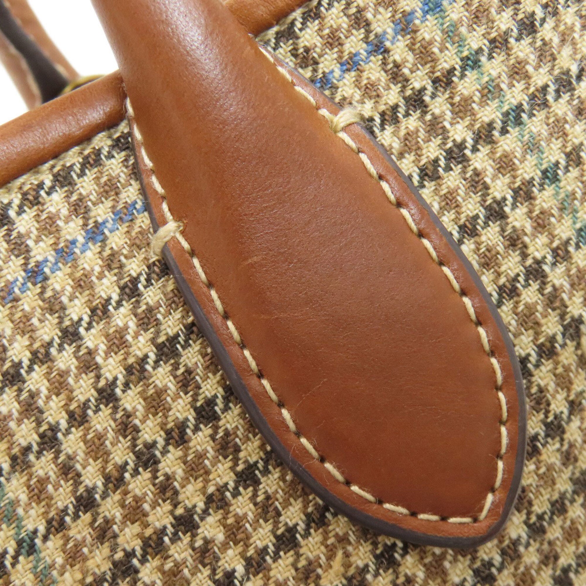 Ralph Lauren Brown Canvas Leather Handbag (Pre-Owned)