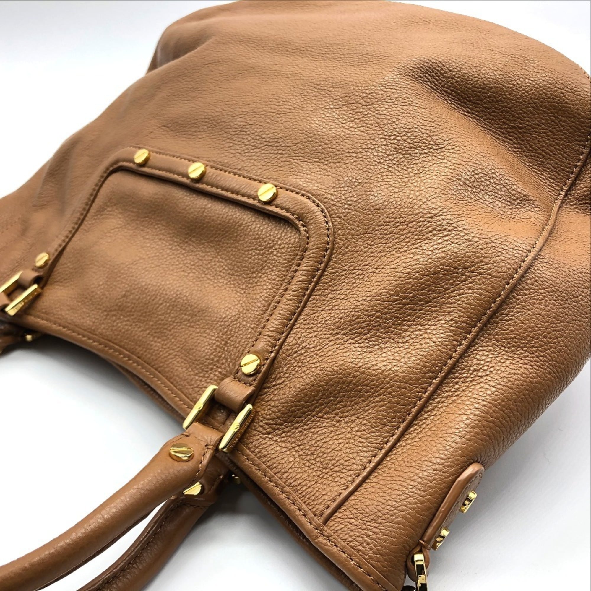 Tory Burch Brown Camel Leather Handbag Shoulder Bag Tote Bag (Pre-Owned)