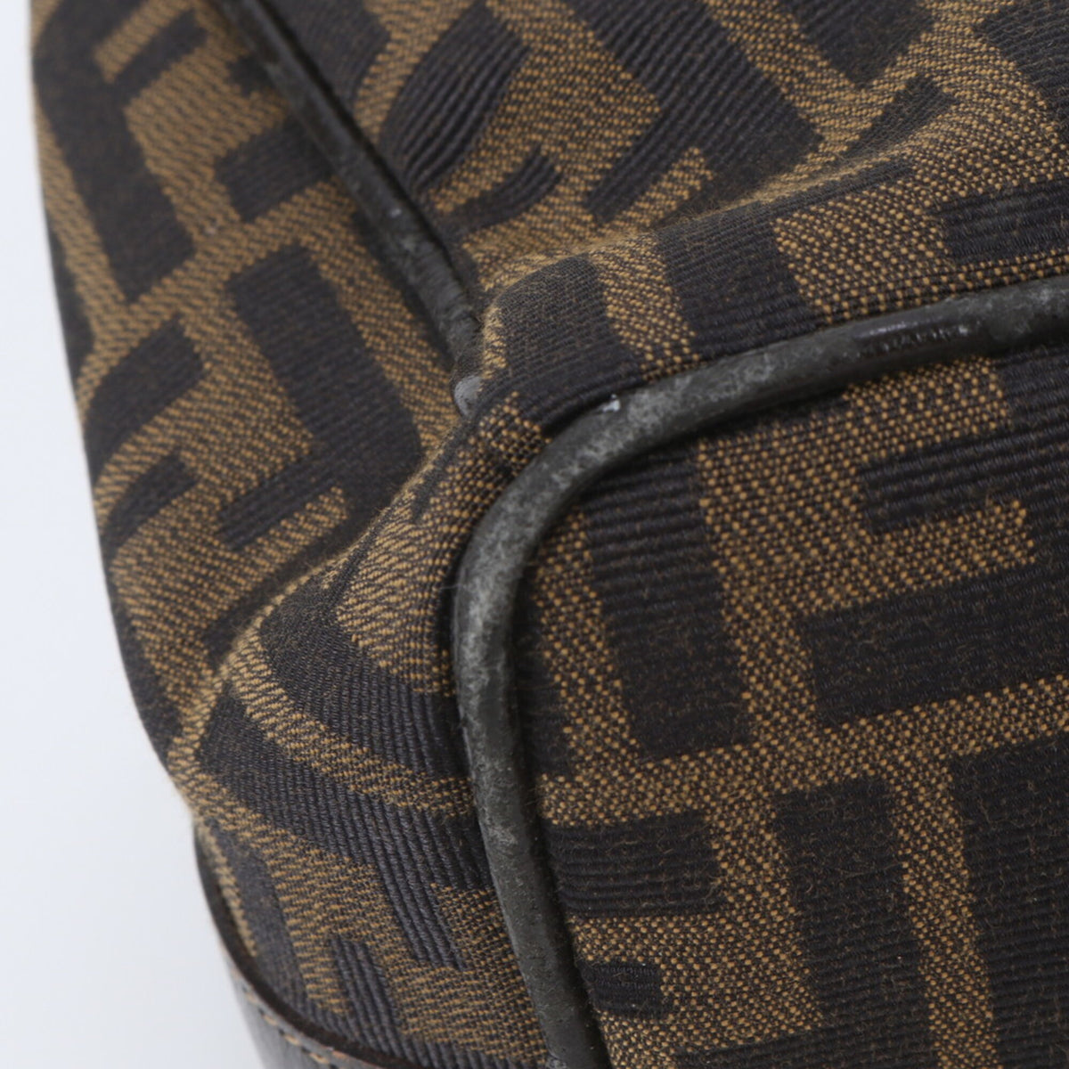 Fendi Brown Leather Nylon Clutch Bag Handbag Pouch (Pre-Owned)