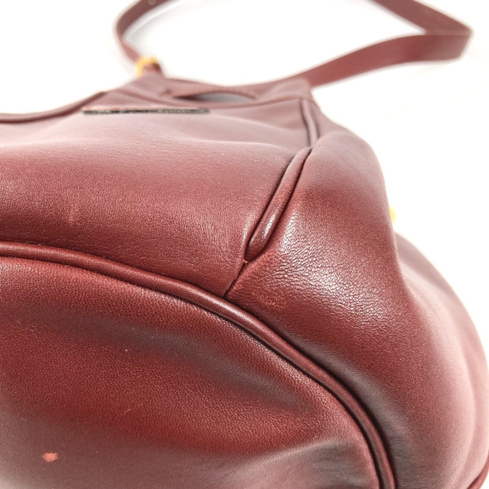 Cartier Must Wine Red Leather Shoulder Bag (Pre-Owned)