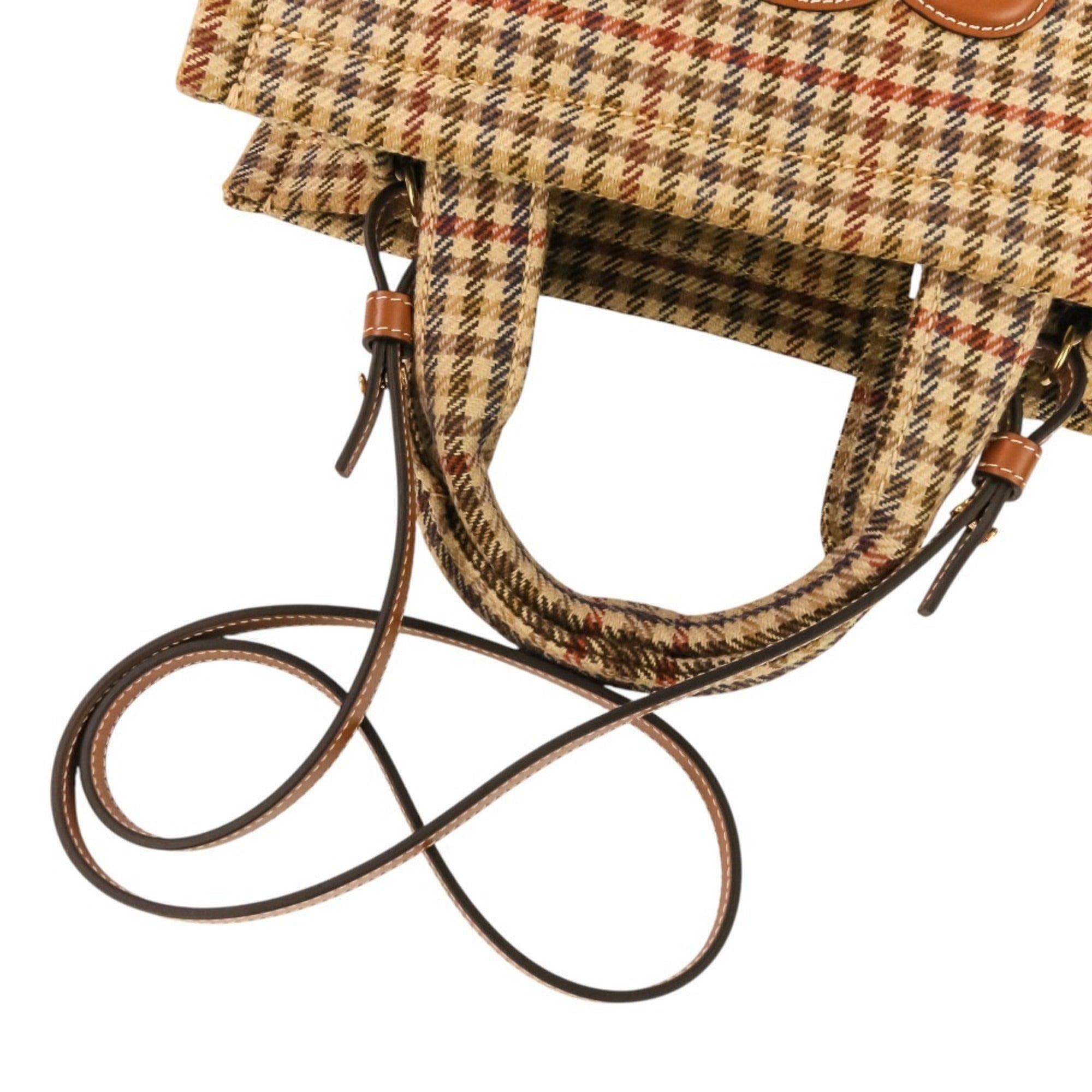 Celine Beige Brown Tweed Handbag Shoulder Bag (Pre-Owned)