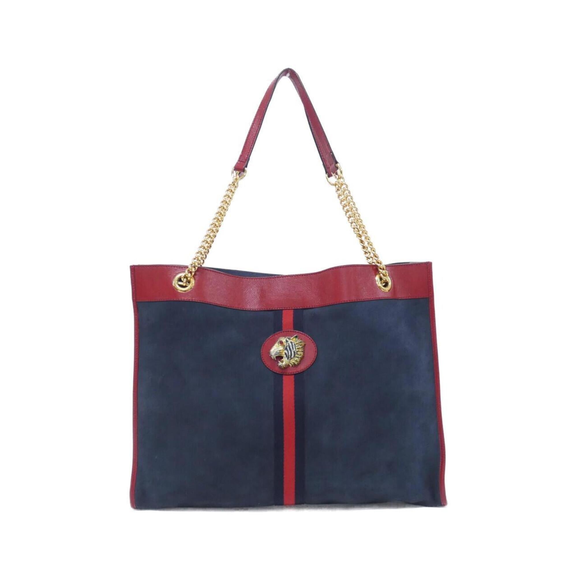 Gucci Dark Blue Red Color Suede Leather Handbag Pouch (Pre-Owned)