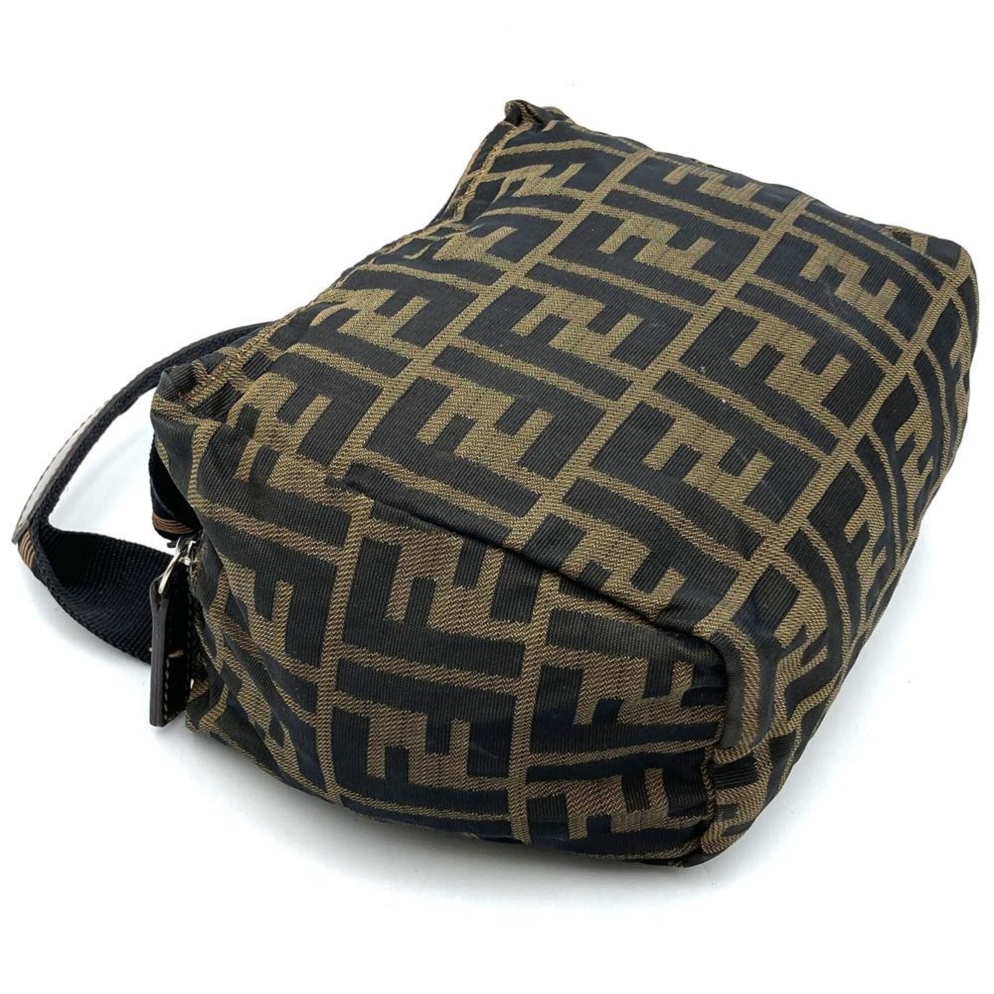 Fendi Brown Khaki Zucca Handbag Pouch (Pre-Owned)