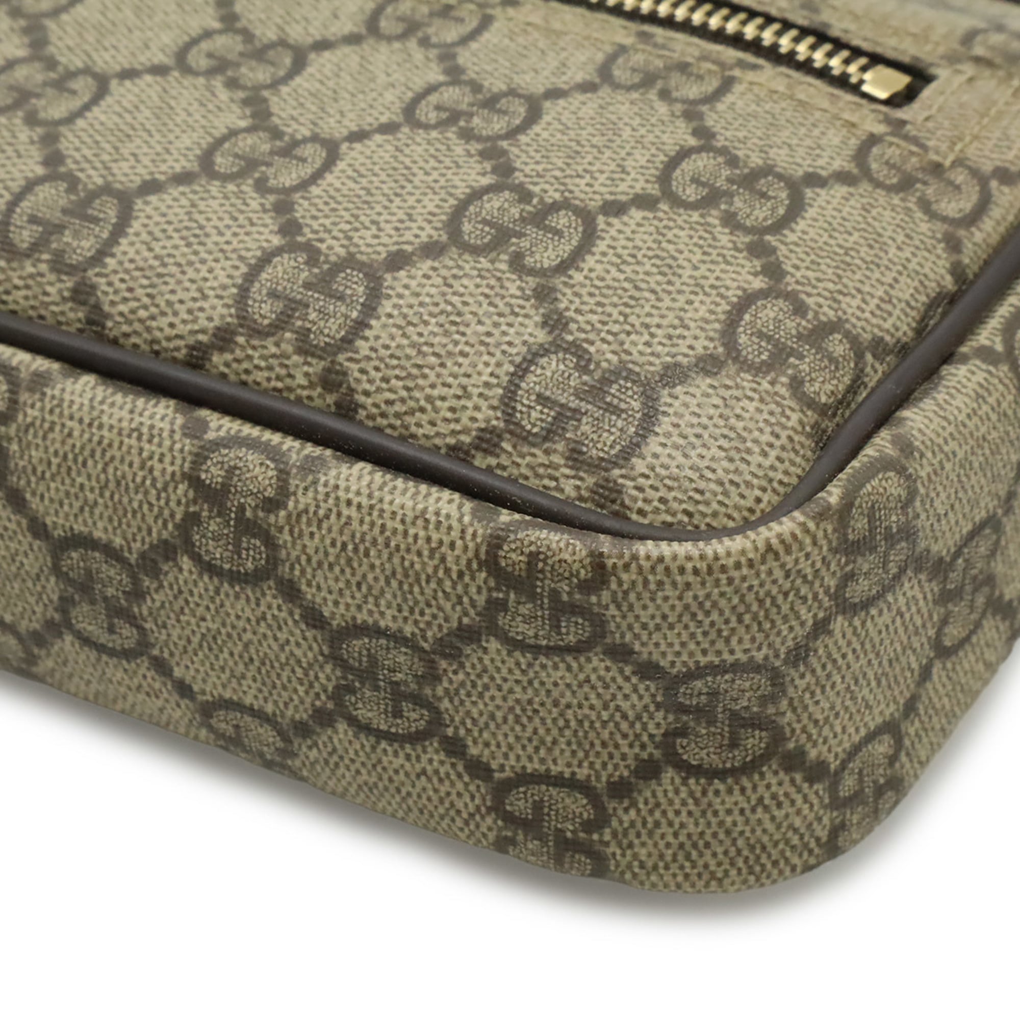 Gucci Beige Dark Brown Khaki Gg Supreme Canvas Leather Pochette Shoulder Bag (Pre-Owned)
