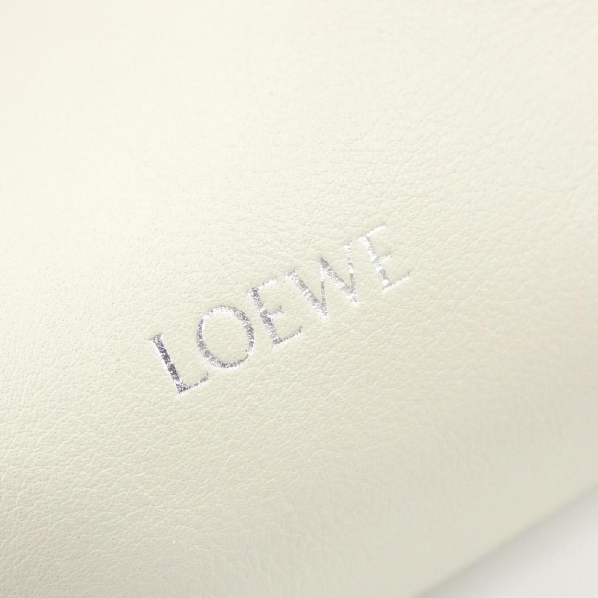 Loewe Flamenco Ivory White Leather Beach Bag Handbag (Pre-Owned)