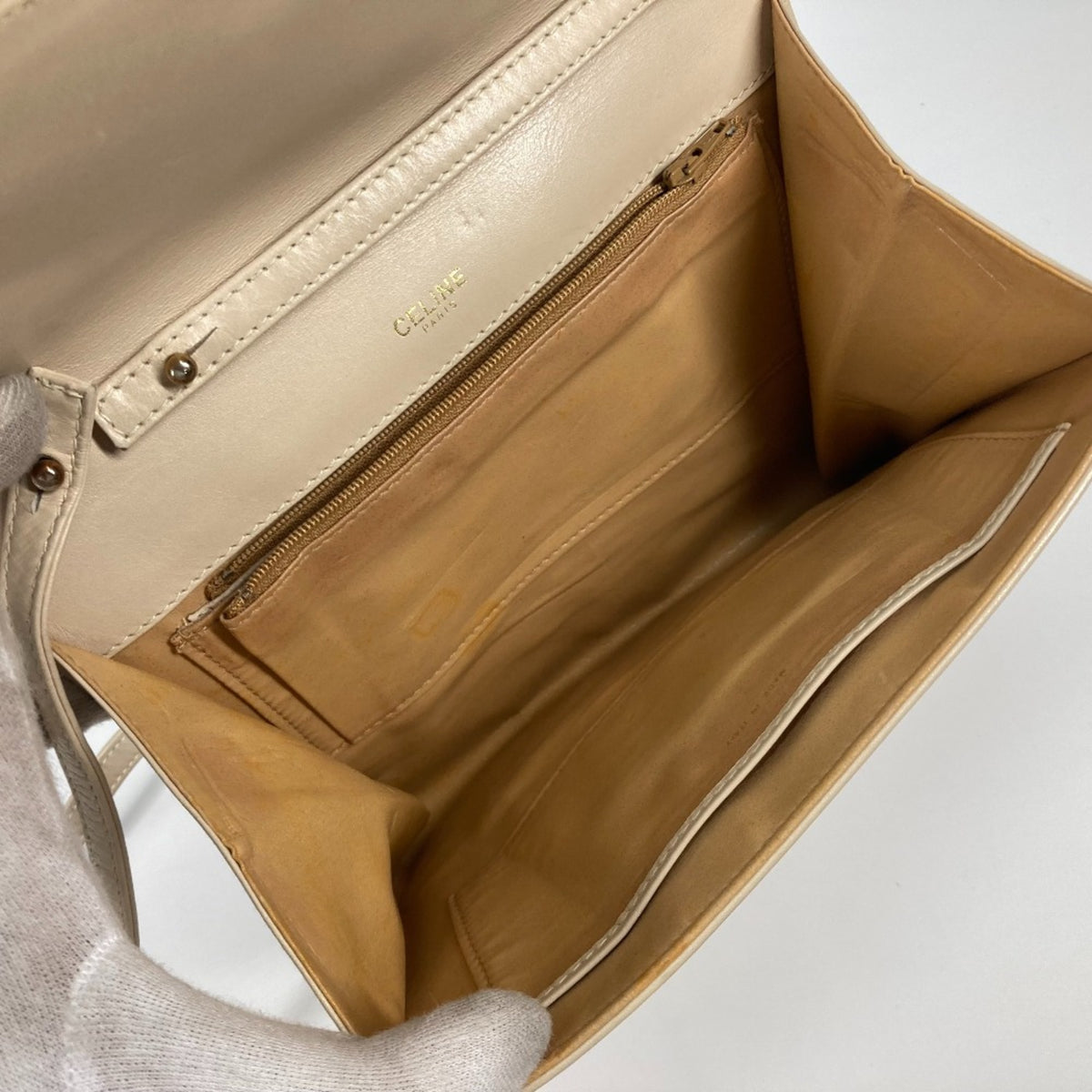 Celine Beige Leather Shoulder Bag (Pre-Owned)