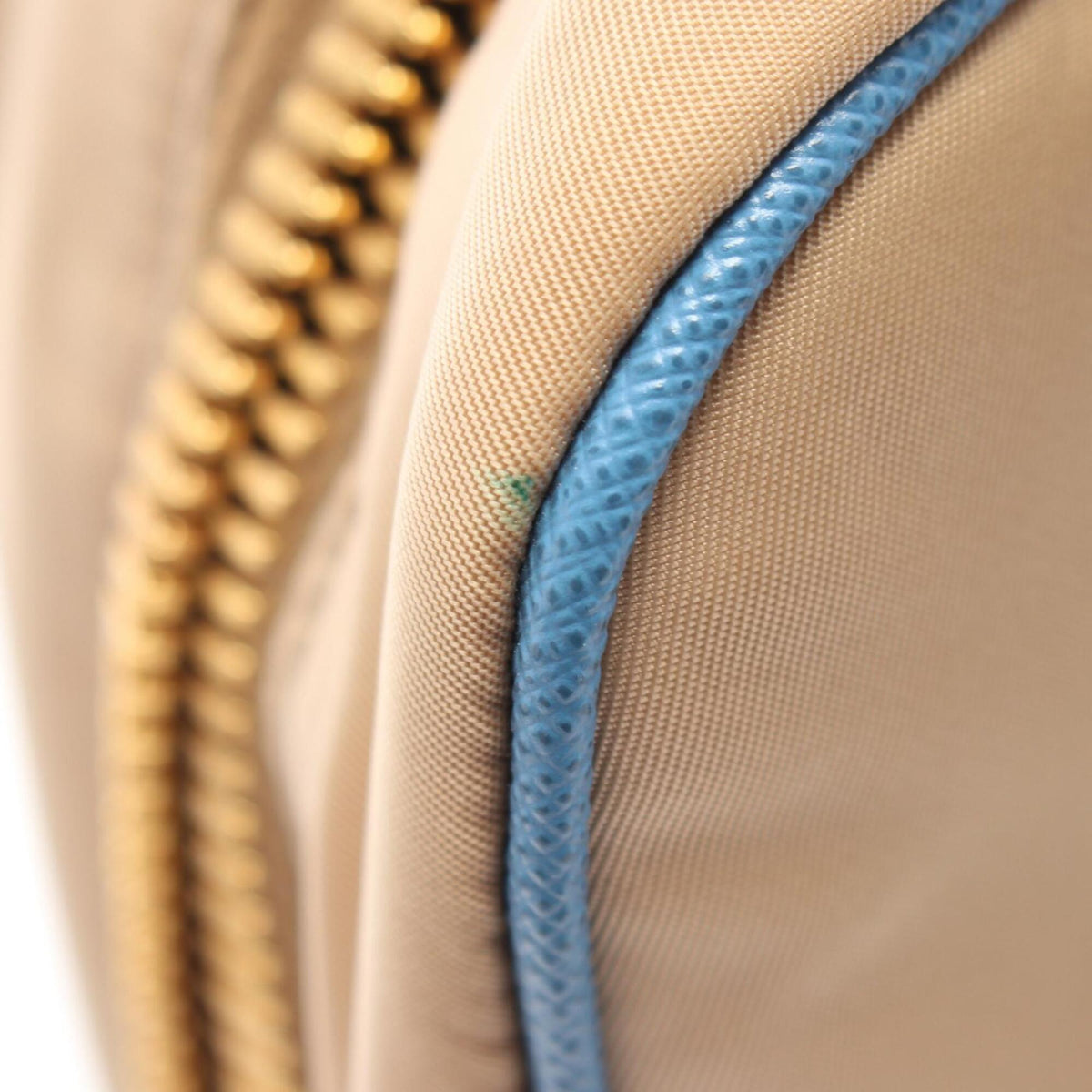 Prada Beige Blue Nylon Saffiano Triangle Handbag (Pre-Owned)