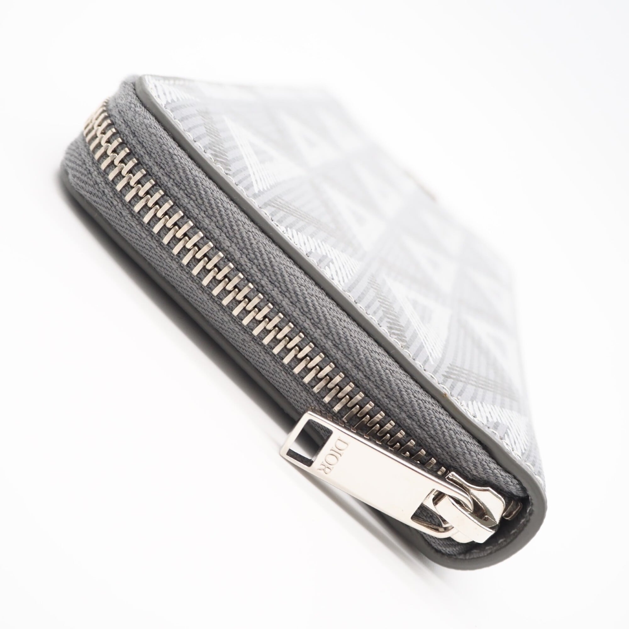 Christian Dior Gray Coated Canvas Leather Long Wallet (Bi-Fold) (Pre-Owned)