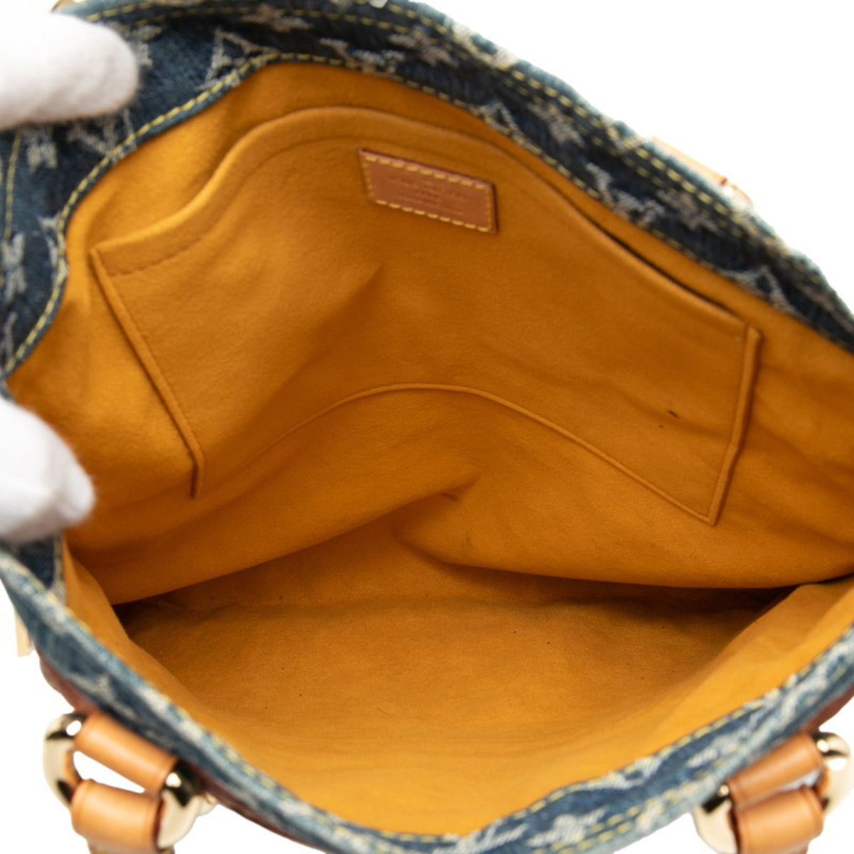 Louis Vuitton Blue Canvas Leather Handbag Tote Bag (Pre-Owned)