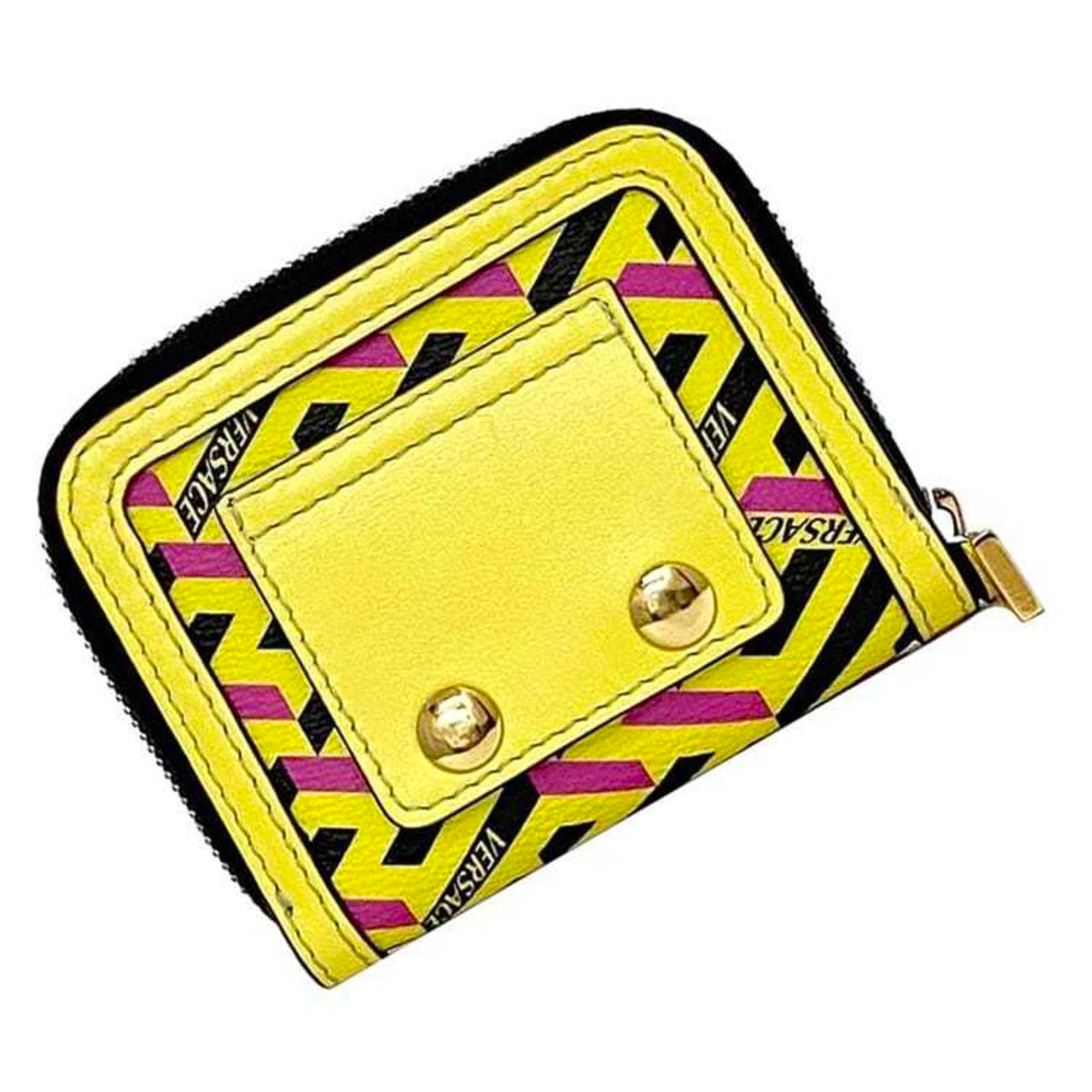 Versace Yellow Leather Coin Purse/Coin Case (Pre-Owned)