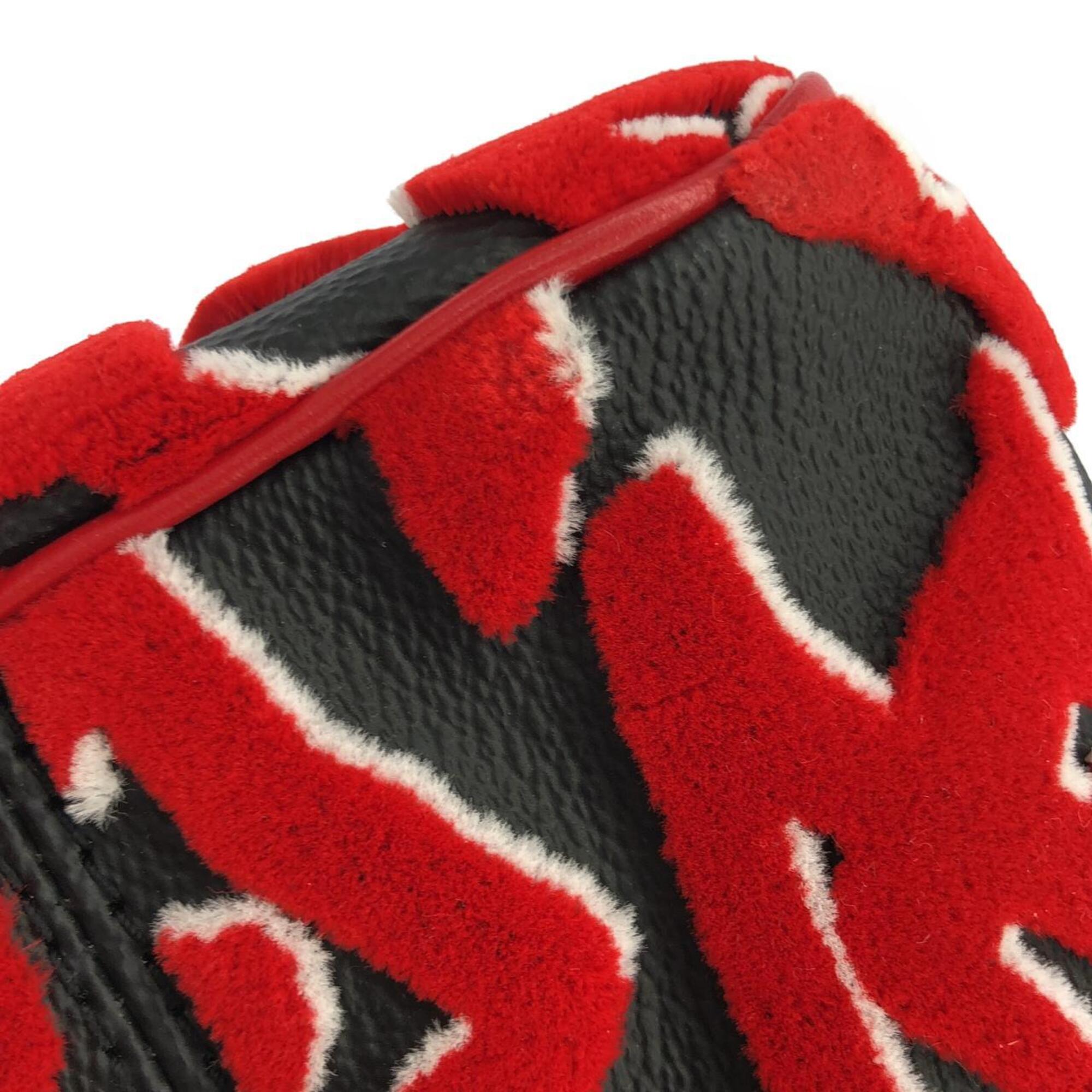 Louis Vuitton Black Red Color Coated Canvas Boston Bag (Pre-Owned)