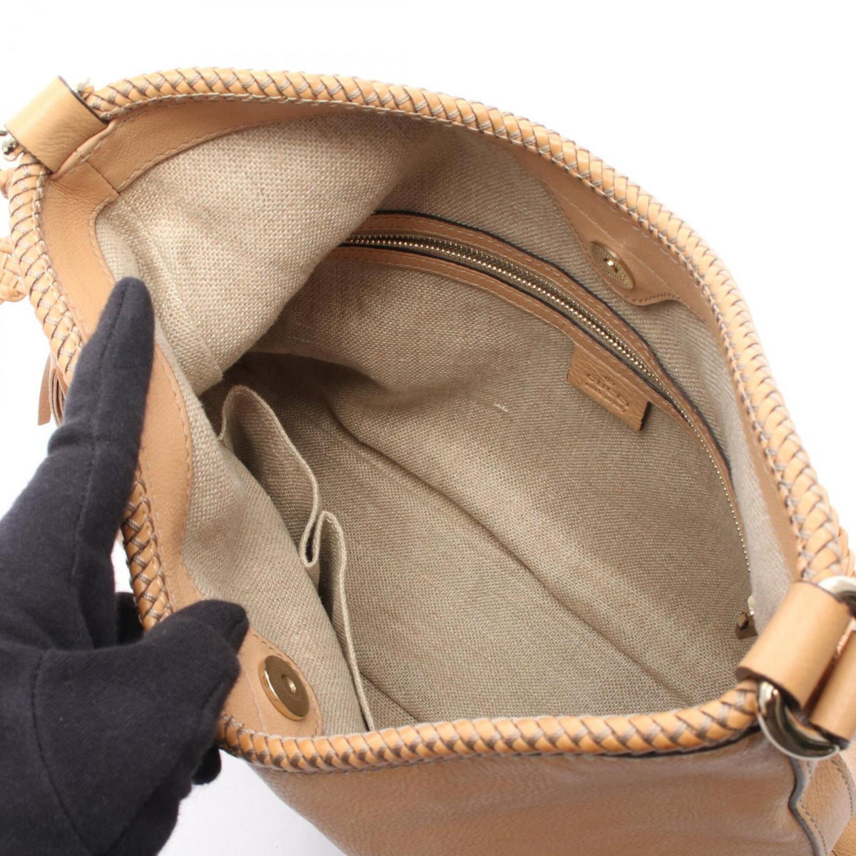 Gucci Beige Leather Handbag Shoulder Bag (Pre-Owned)
