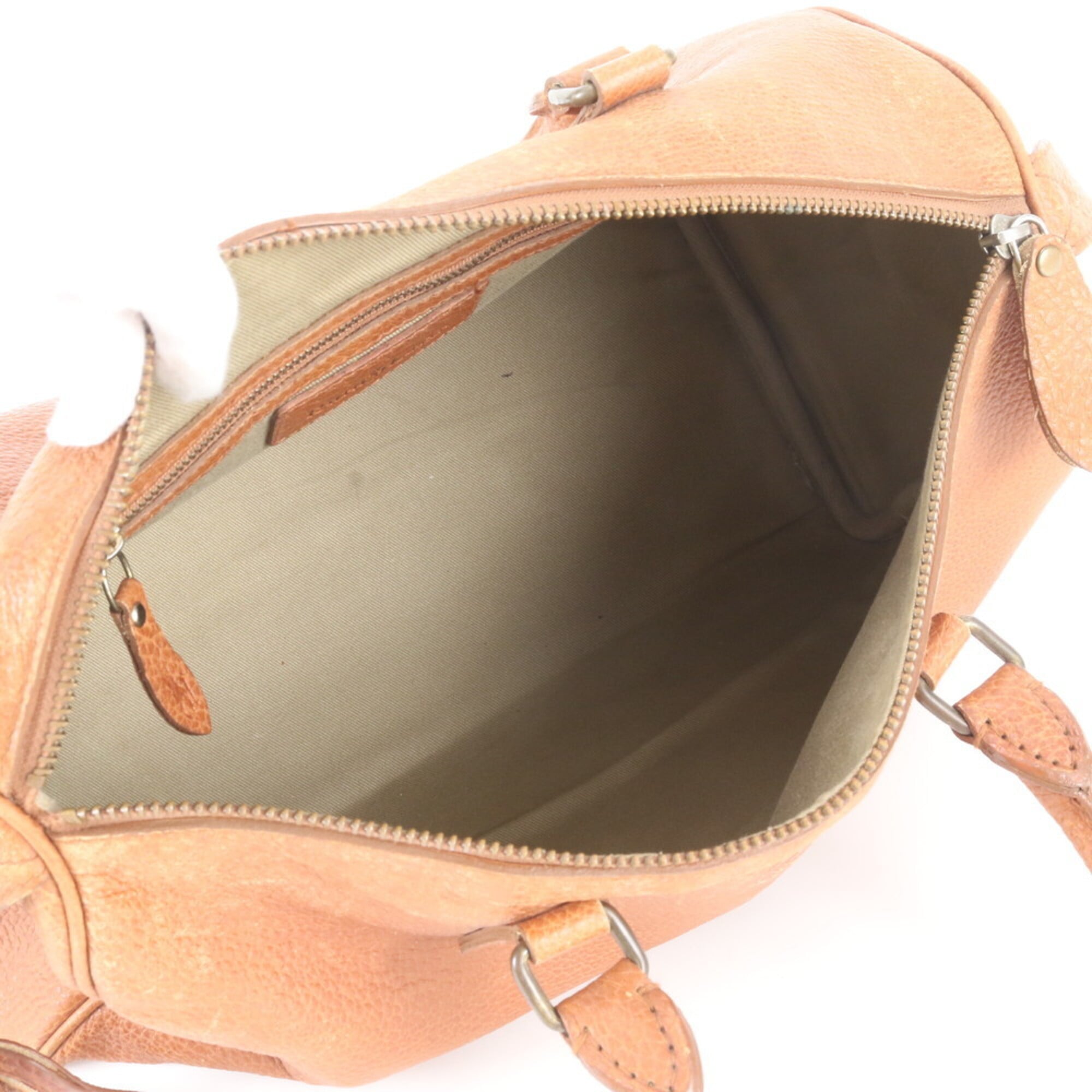 Ralph Lauren Camel Leather Boston Bag Handbag (Pre-Owned)