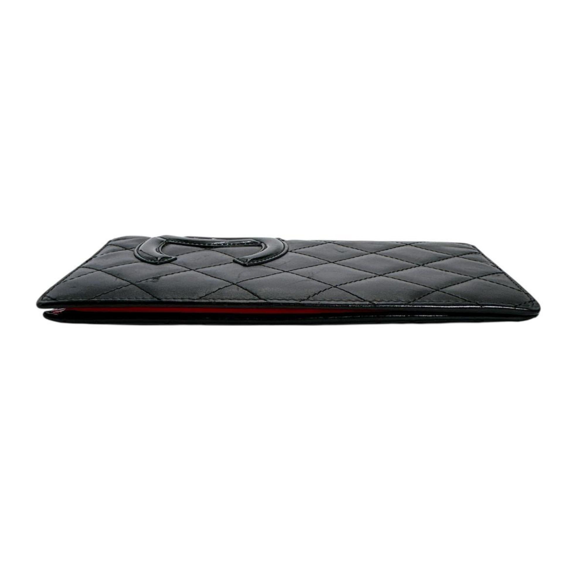 Chanel Black Leather Long Wallet (Bi-Fold) (Pre-Owned)
