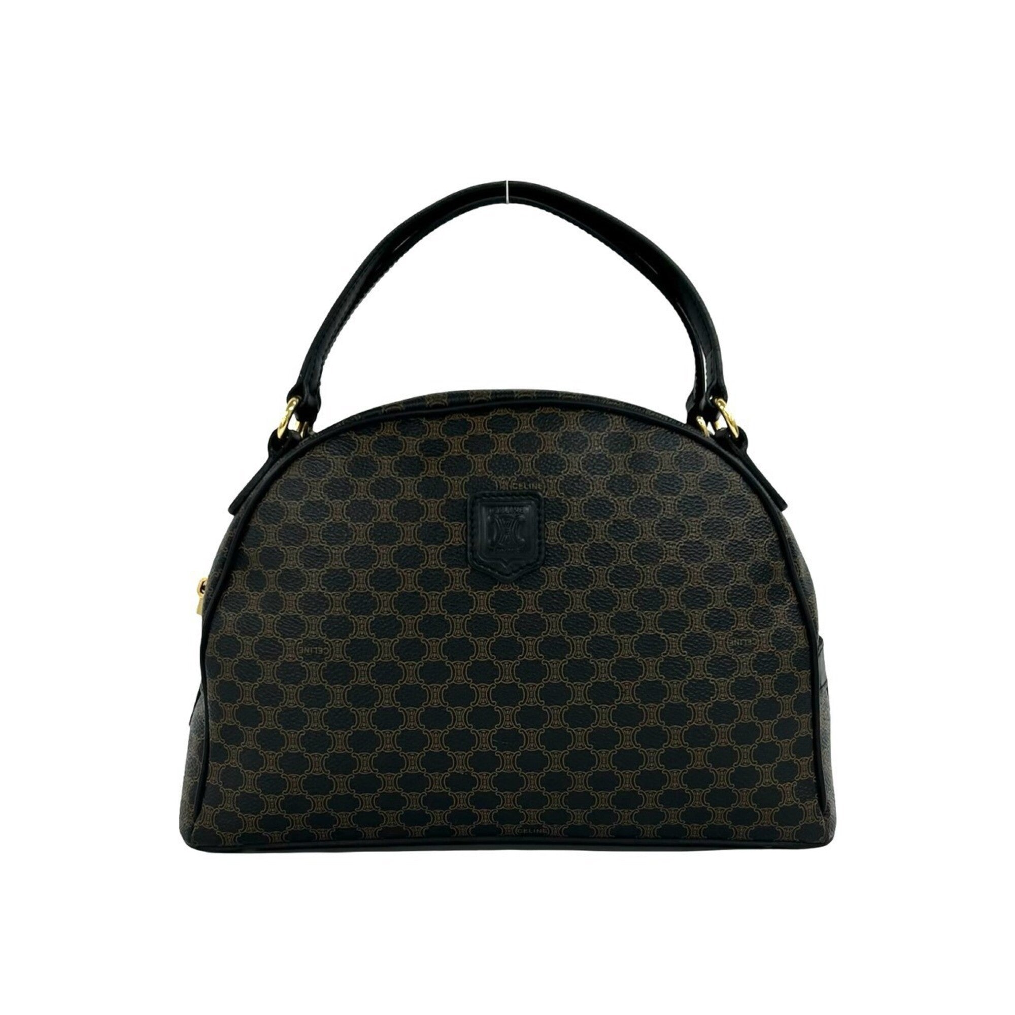 Celine Black Brown Leather Pvc Boston Bag Handbag (Pre-Owned)