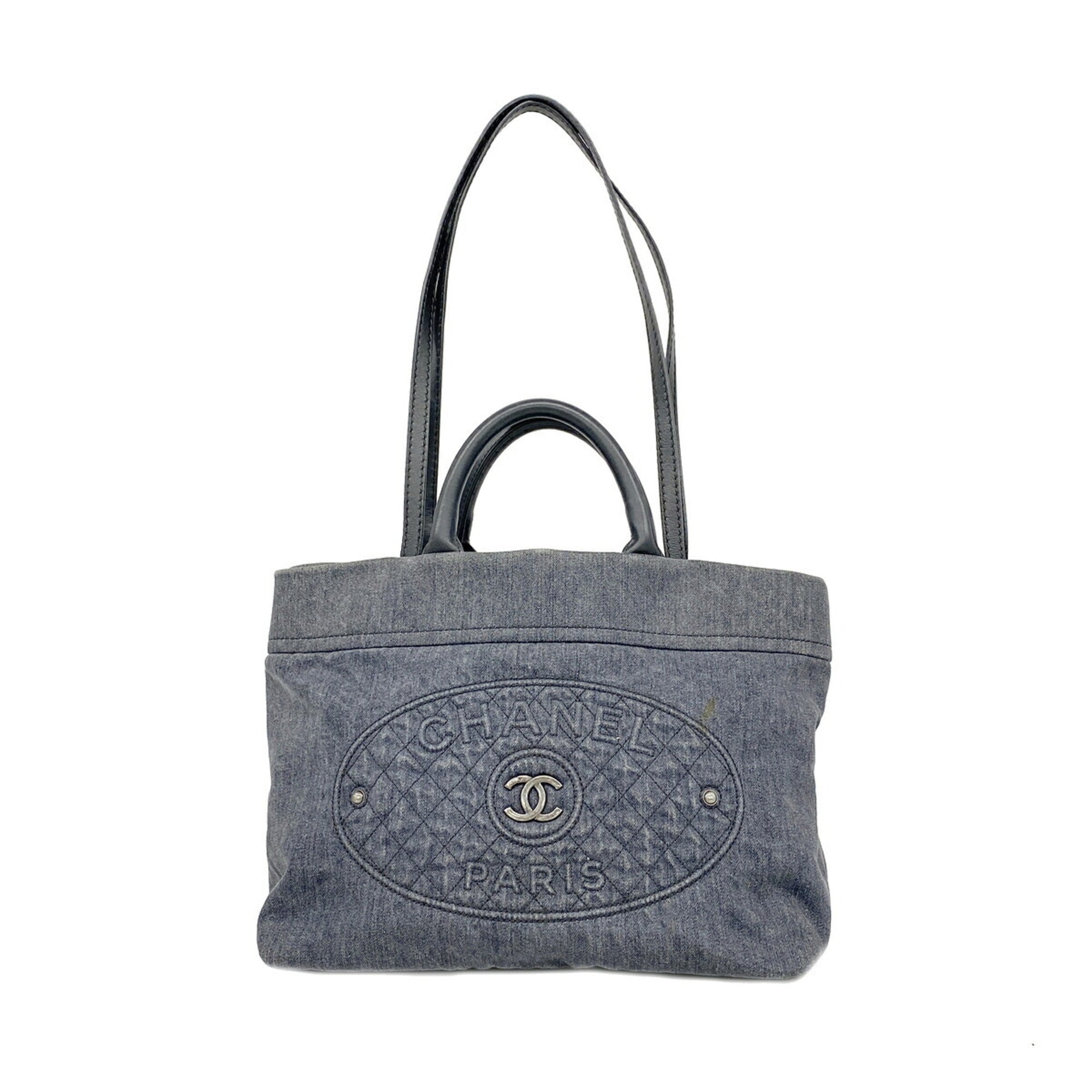 Chanel Gray Denim Handbag (Pre-Owned)
