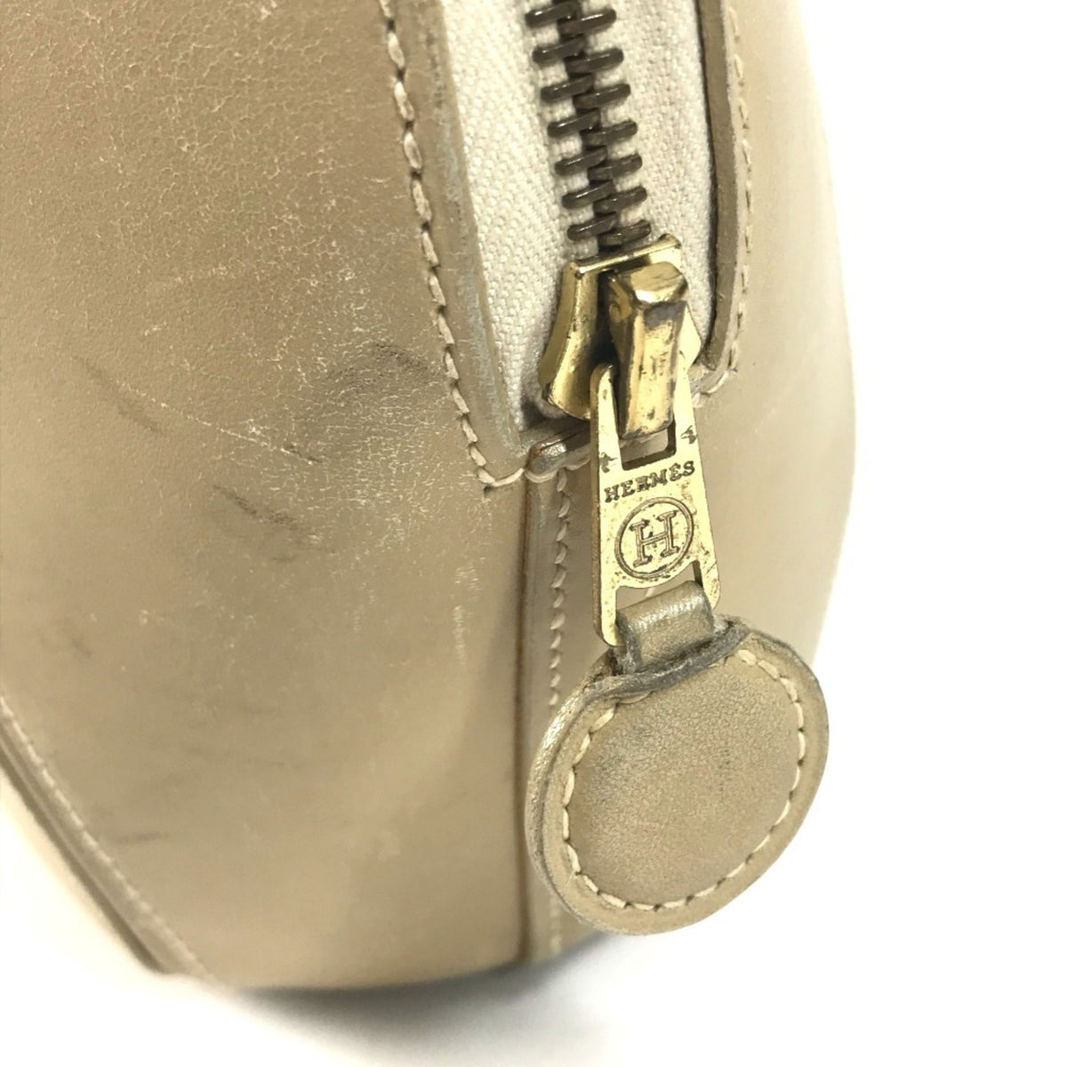 Hermes Beige Leather Handbag Tote Bag (Pre-Owned)