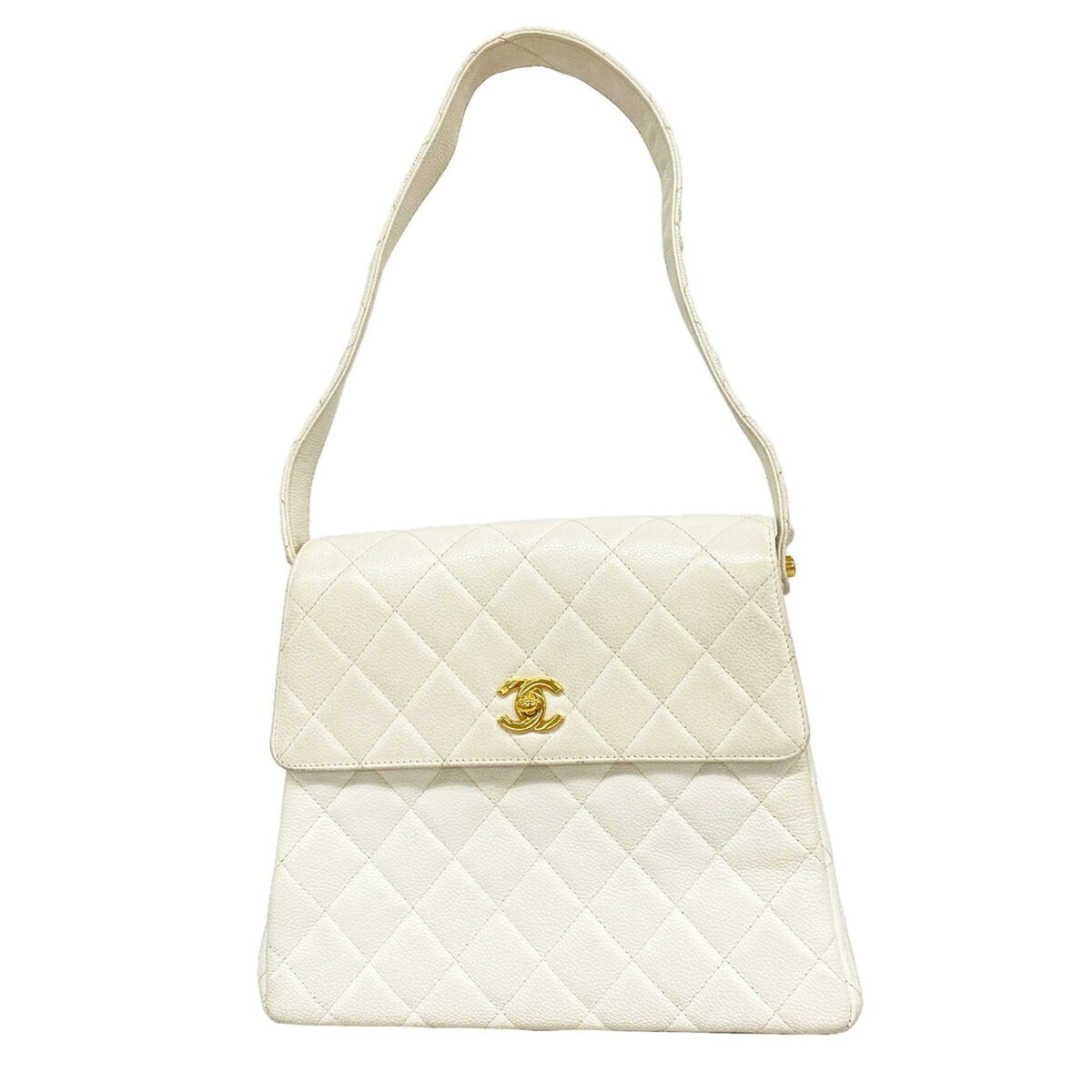 Chanel White Grained Calfskin Shoulder Bag (Pre-Owned)