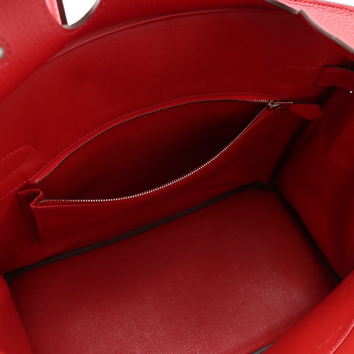 Hermes Rouge Casaque Taurillon Clemence Leather Handbag (Pre-Owned)