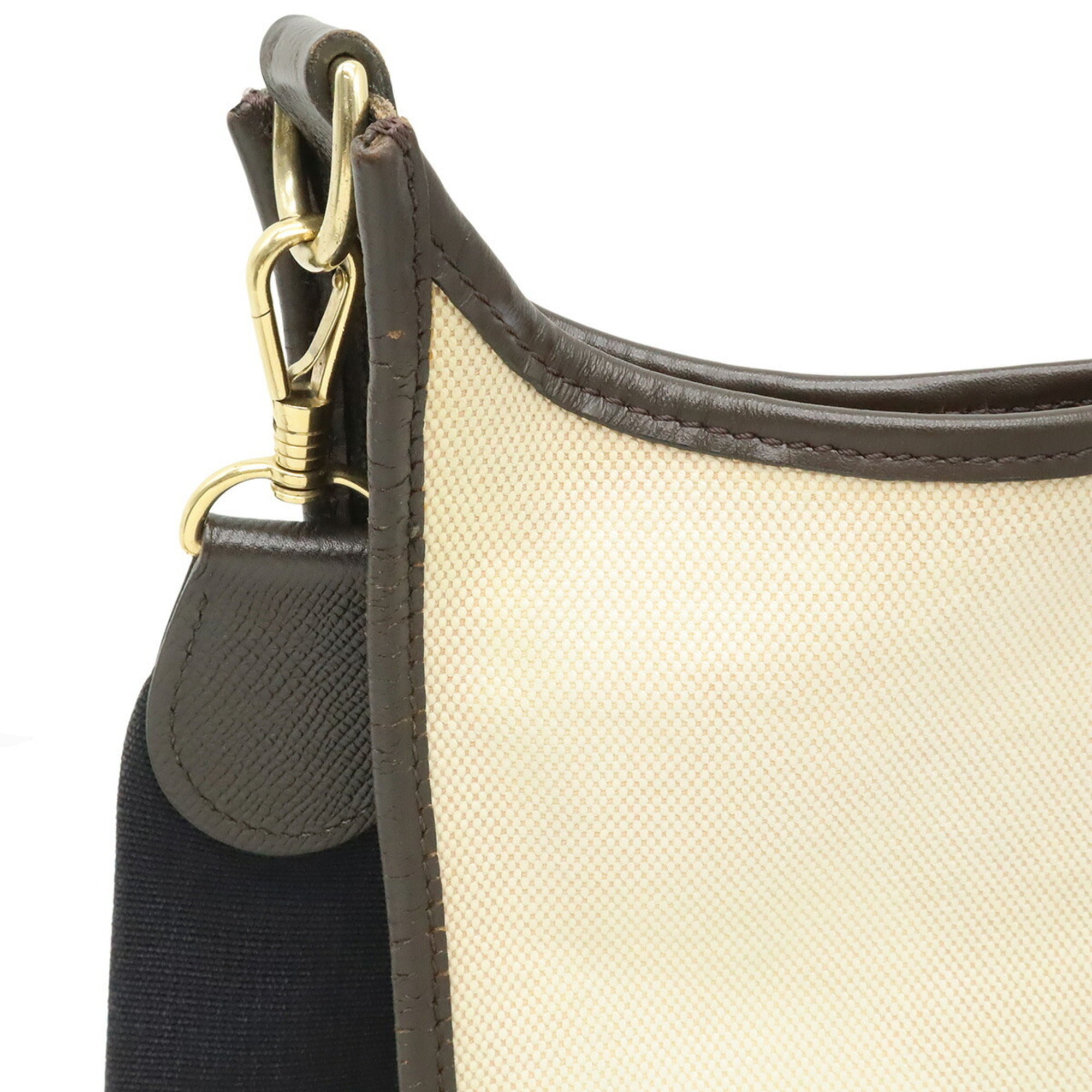 Hermes Dark Brown Natural Toile H Shoulder Bag (Pre-Owned)