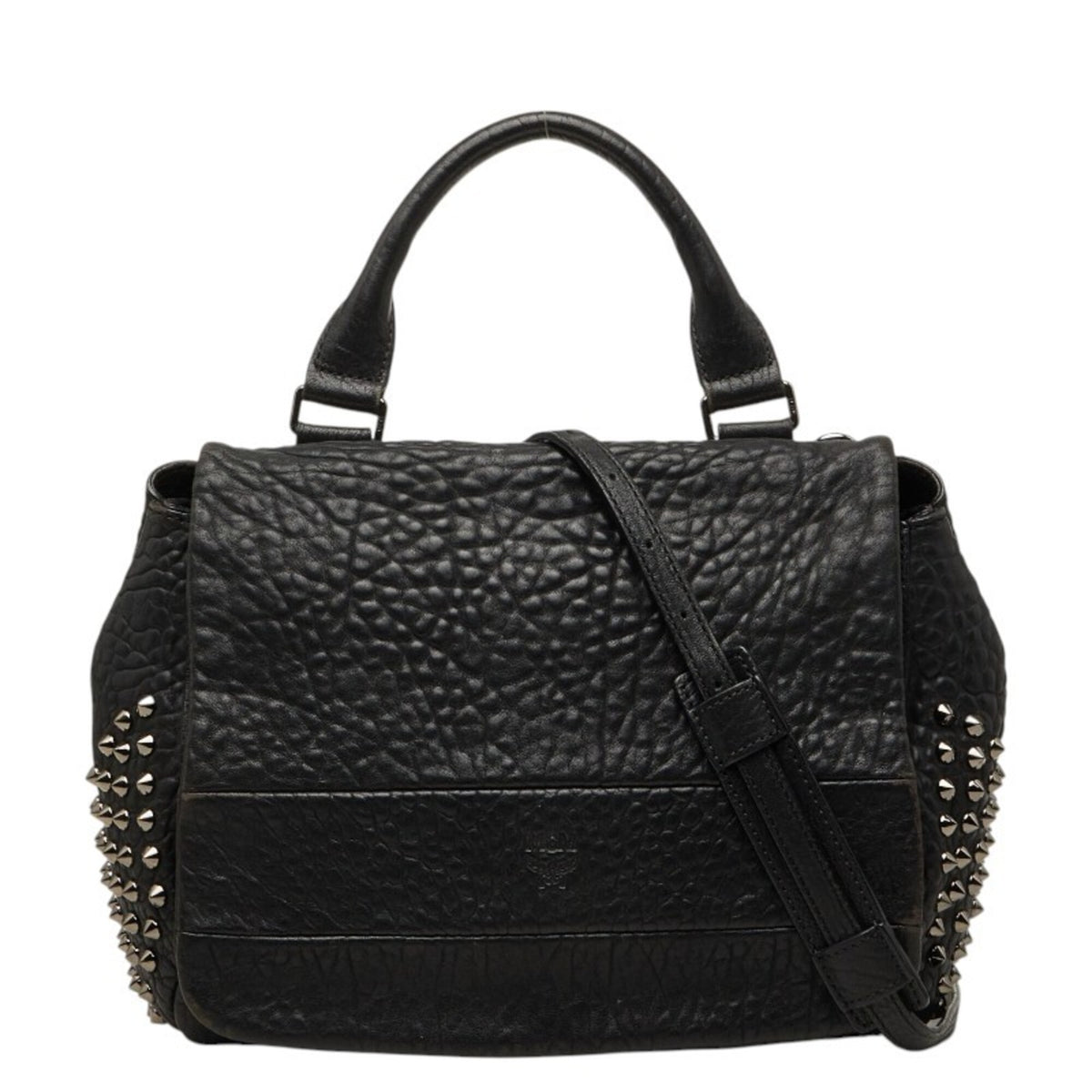 Mcm Black Leather Handbag Shoulder Bag (Pre-Owned)