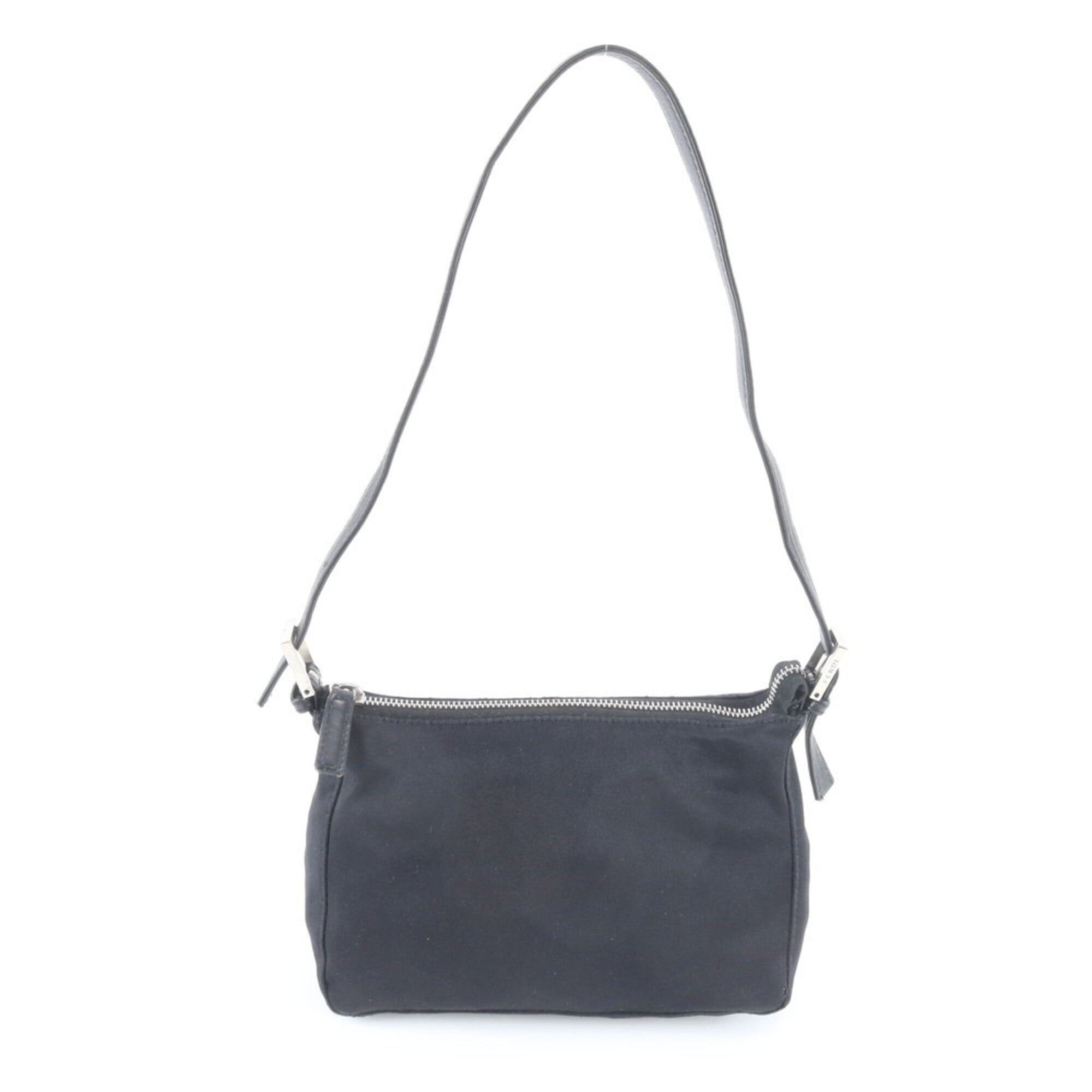 Fendi Black Canvas Leather Handbag Shoulder Bag (Pre-Owned)