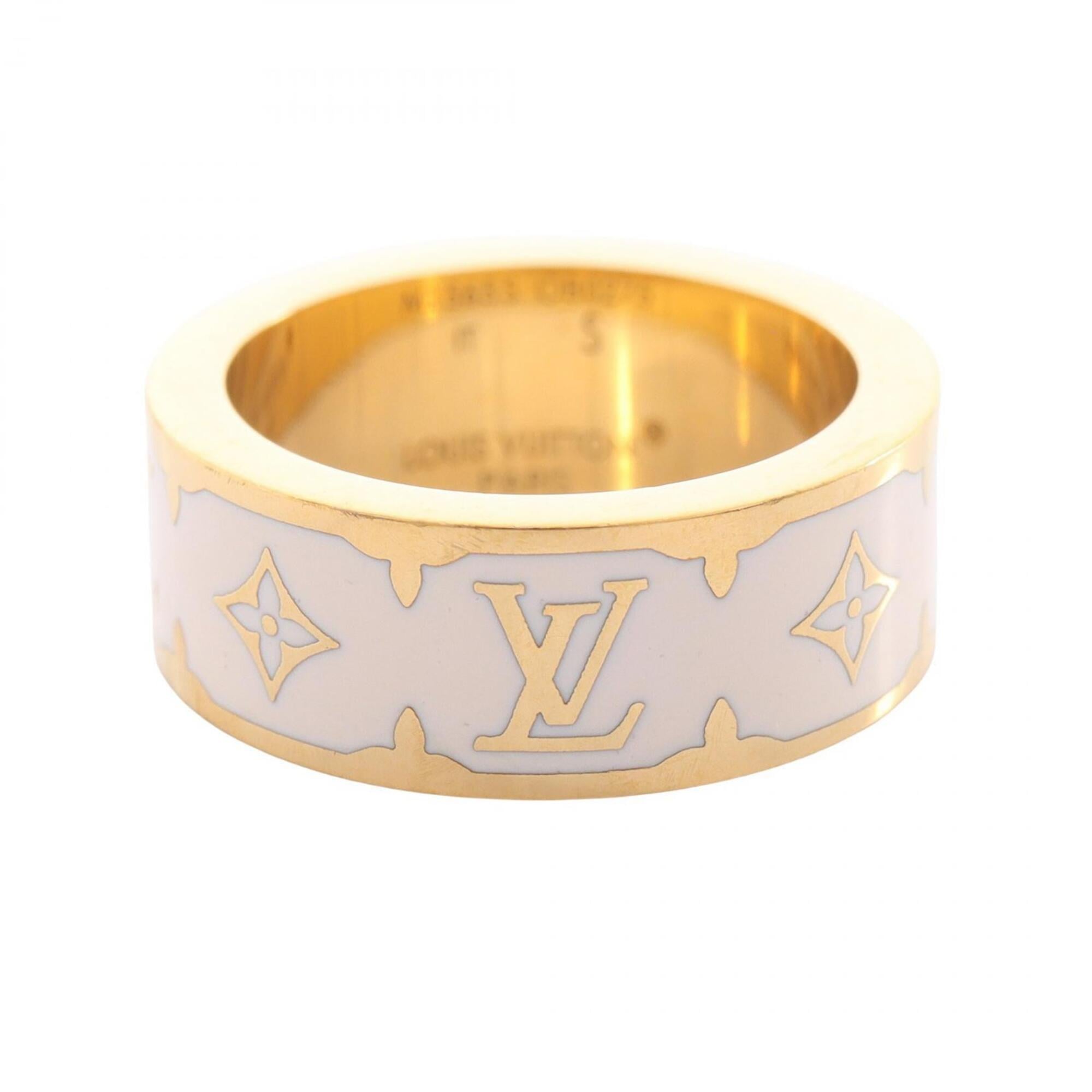 Louis Vuitton Gold Ivory Enamel Gold Plating Band Ring (Pre-Owned)