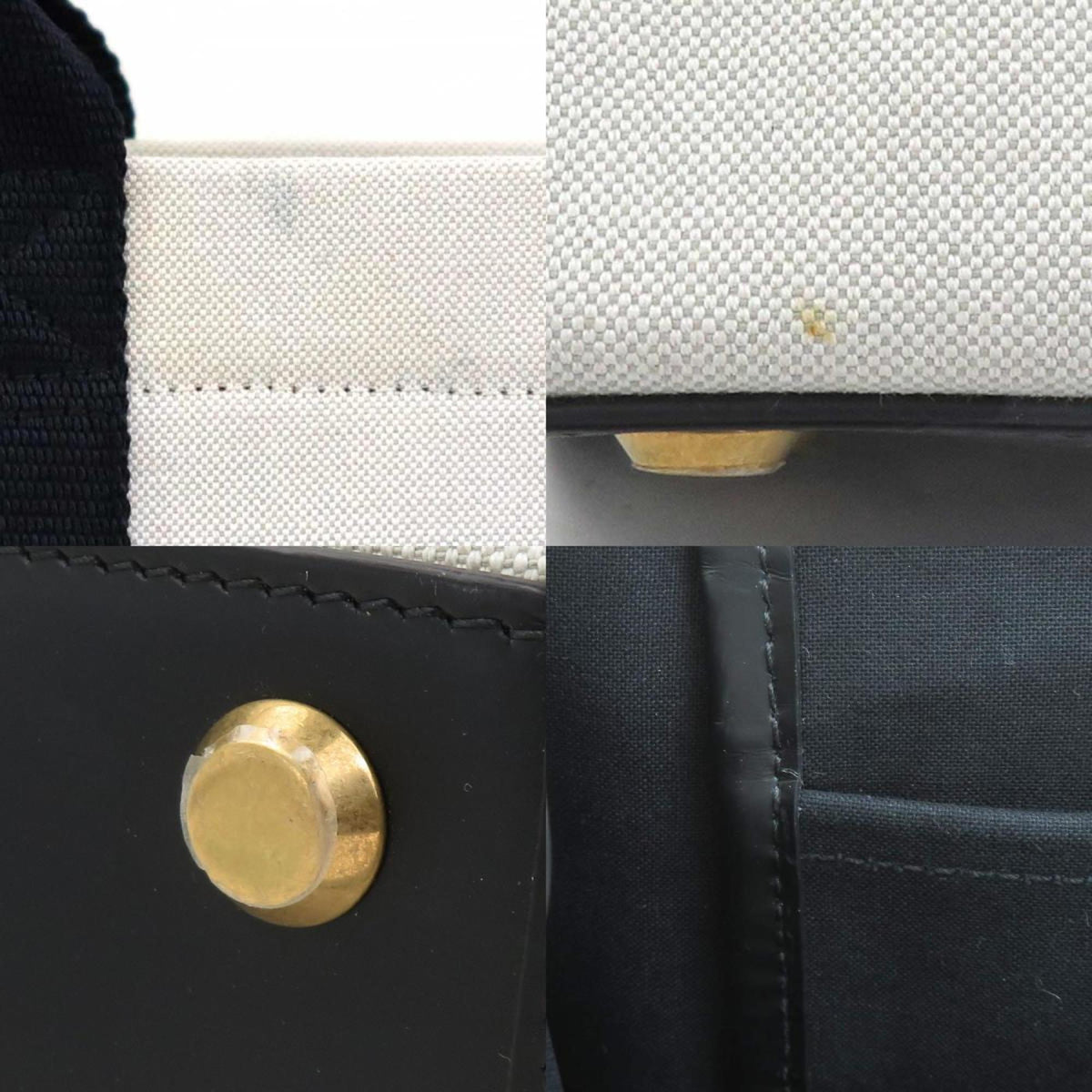 Balenciaga Black Ivory Canvas Leather Handbag Shoulder Bag (Pre-Owned)