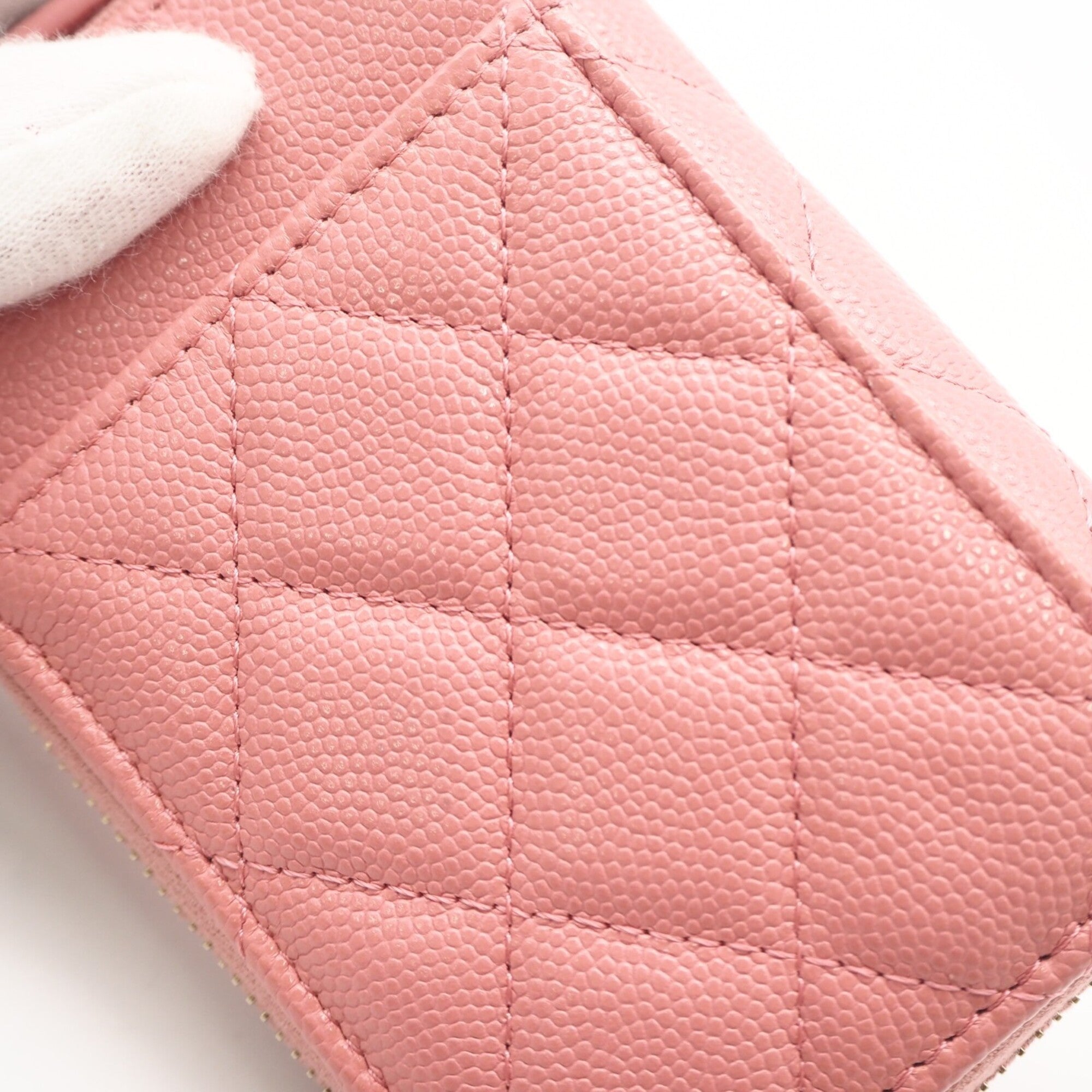 Chanel Matelasse Pink Grained Calfskin Coin Purse/Coin Case (Pre-Owned)