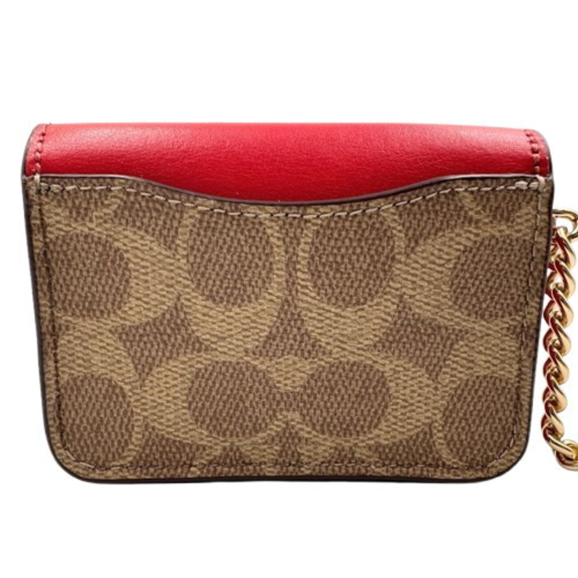 Coach Signature Brown Red Color Pvc Shoulder Bag (Pre-Owned)