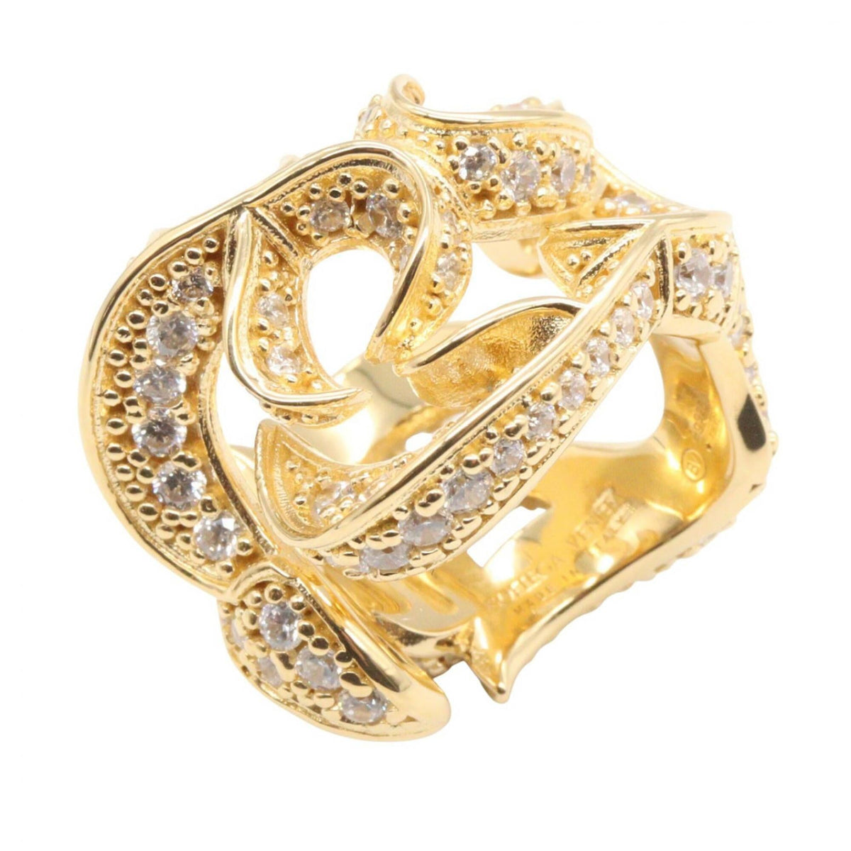 Bottega Veneta Gold Silver 925 Band Ring (Pre-Owned)