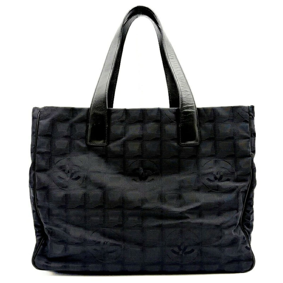 Chanel Black Nylon Jacquard Leather Tote Bag (Pre-Owned)