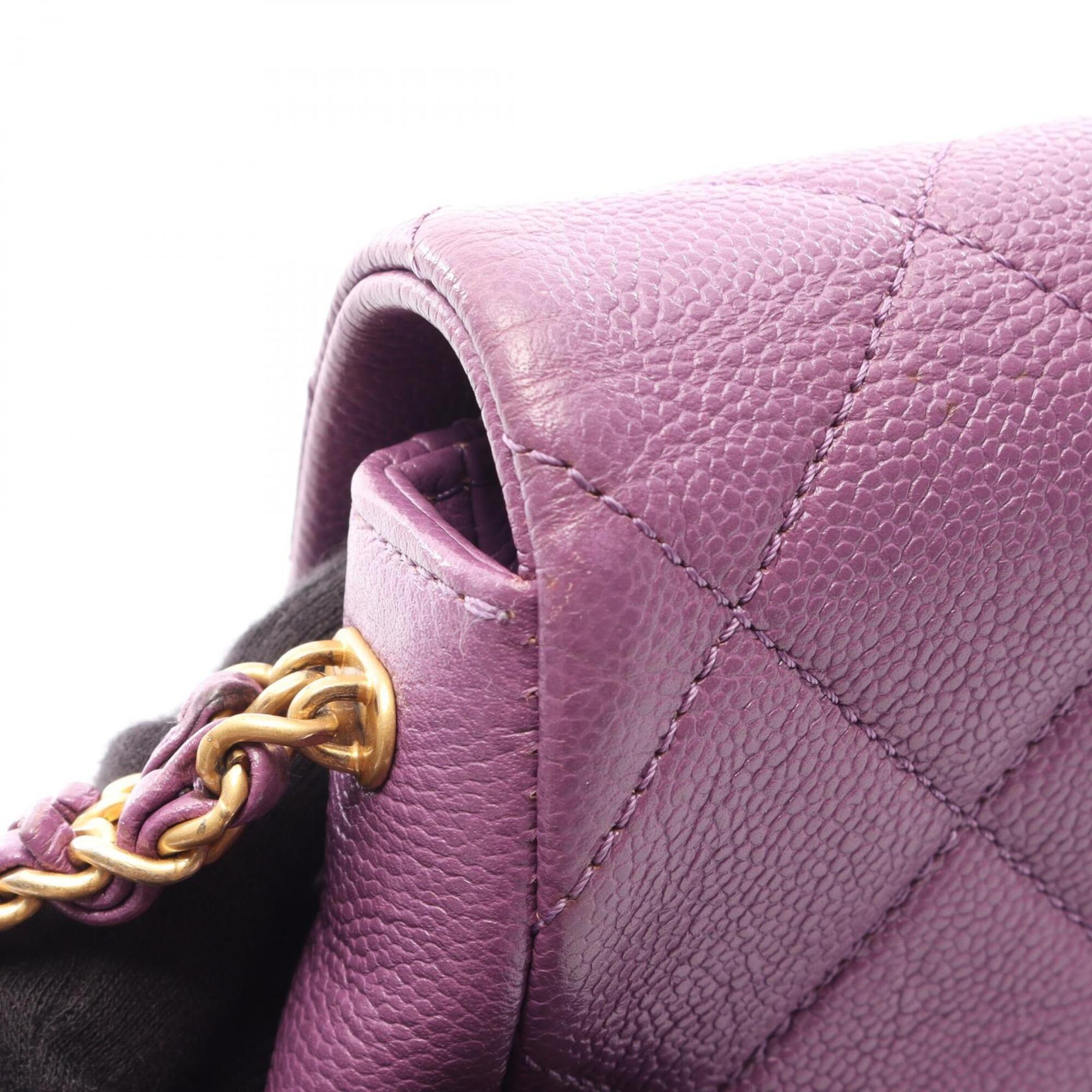 Chanel Purple Leather Handbag Shoulder Bag (Pre-Owned)