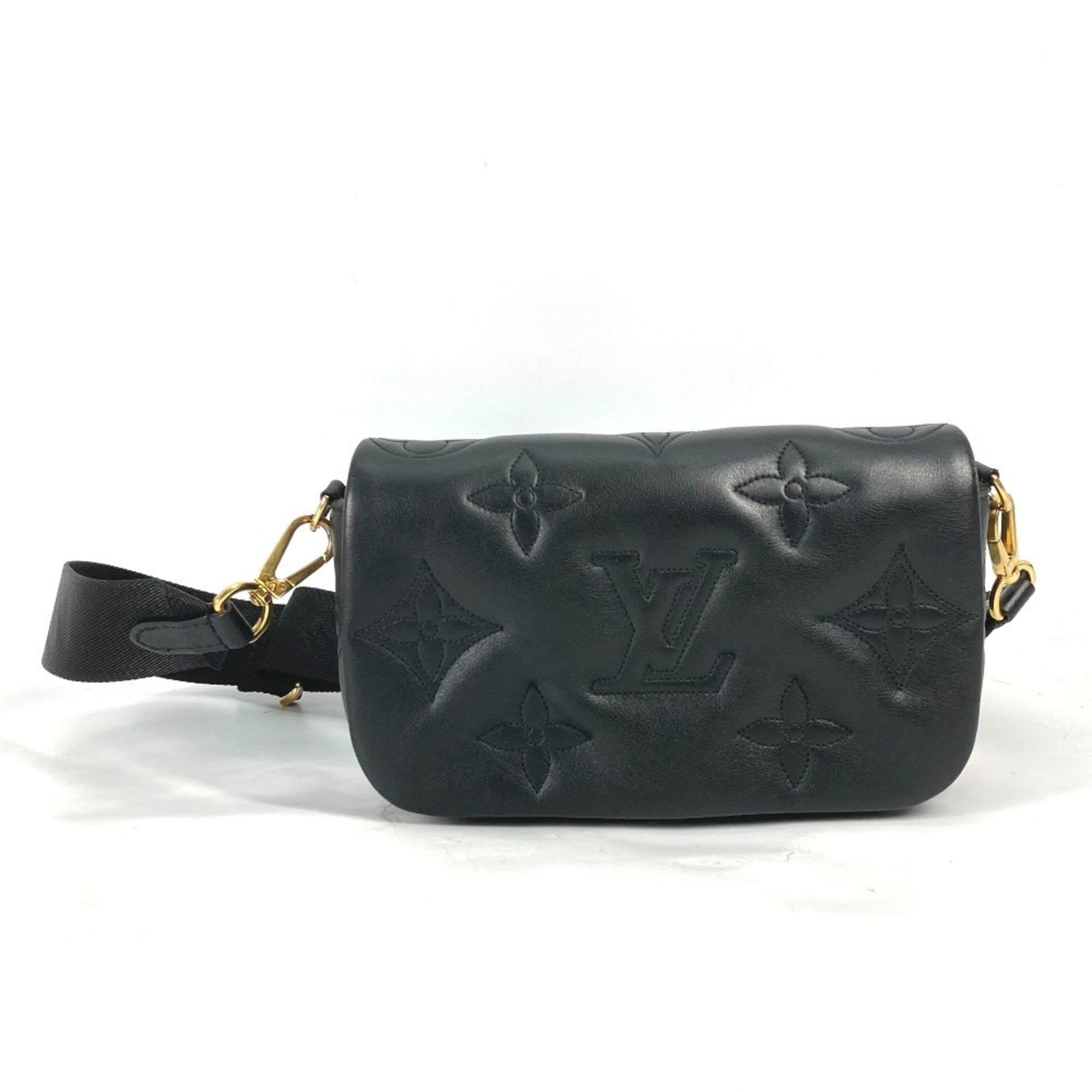 Louis Vuitton Monogram Black Monogram Leather Clutch Bag Shoulder Bag (Pre-Owned)