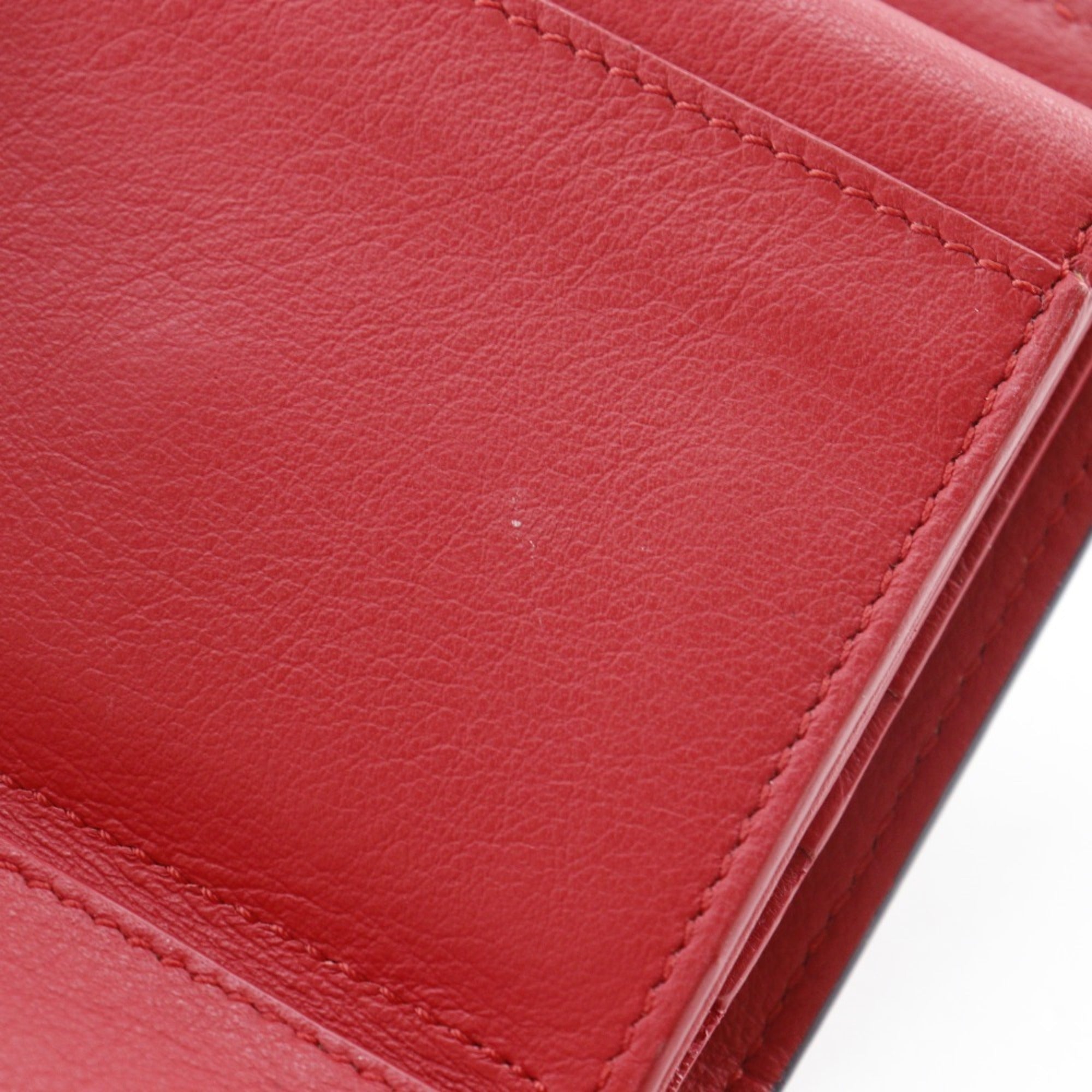 Celine Red Color Leather Wallet (Tri-Fold) (Pre-Owned)