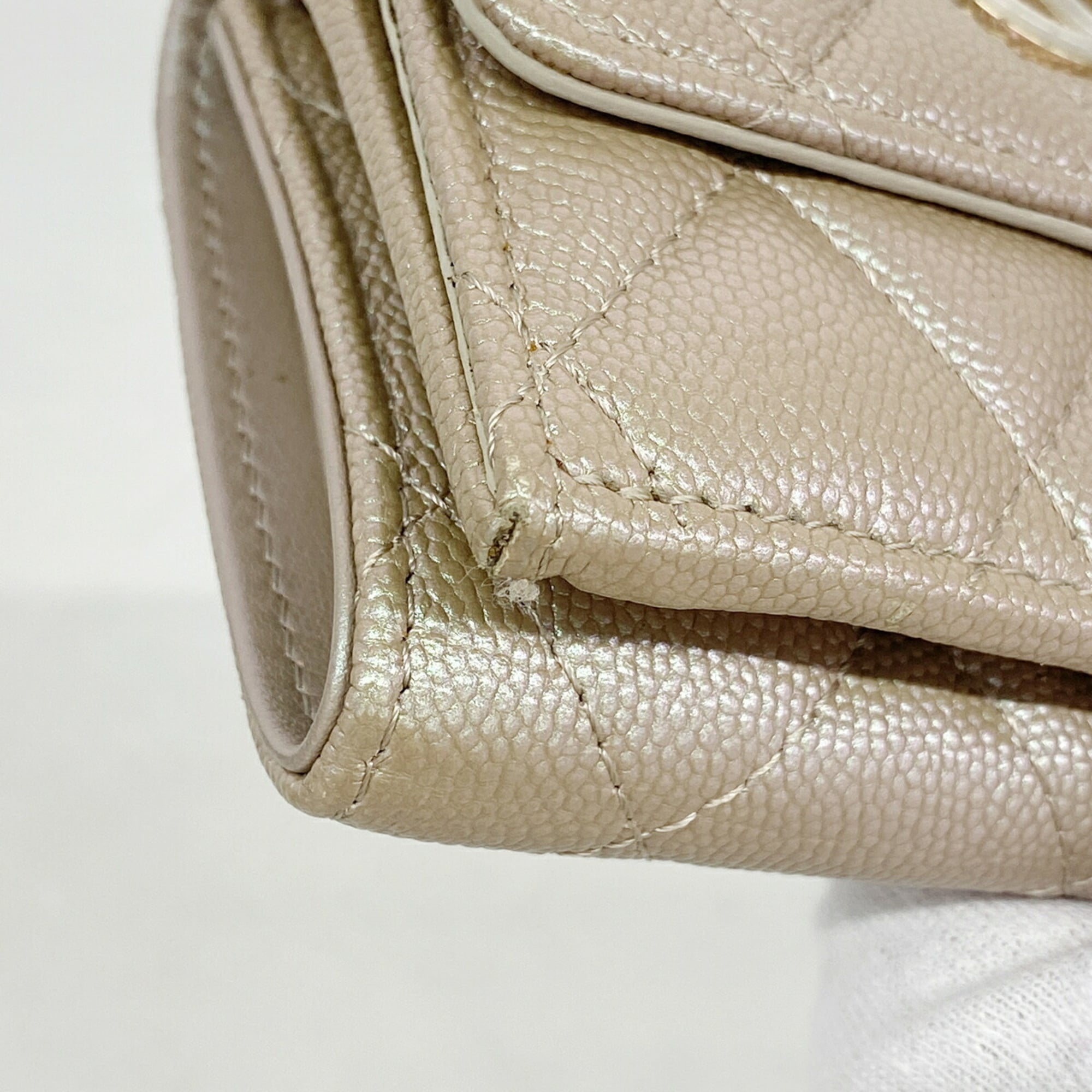 Chanel Metallic Pink Grained Calfskin Wallet (Tri-Fold) (Pre-Owned)