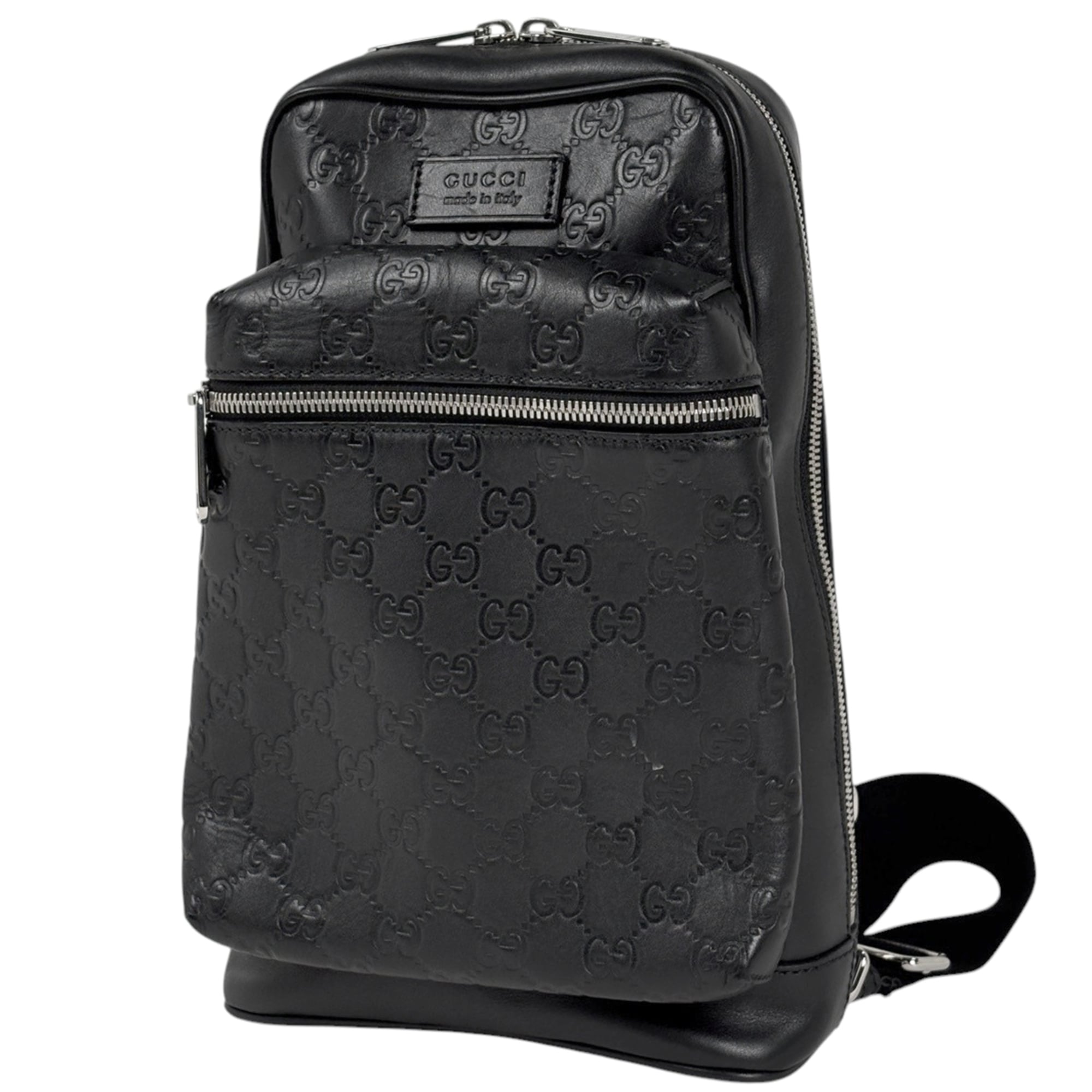 Gucci Guccissima Black Gg Leather Shoulder Bag Sling Bag (Pre-Owned)