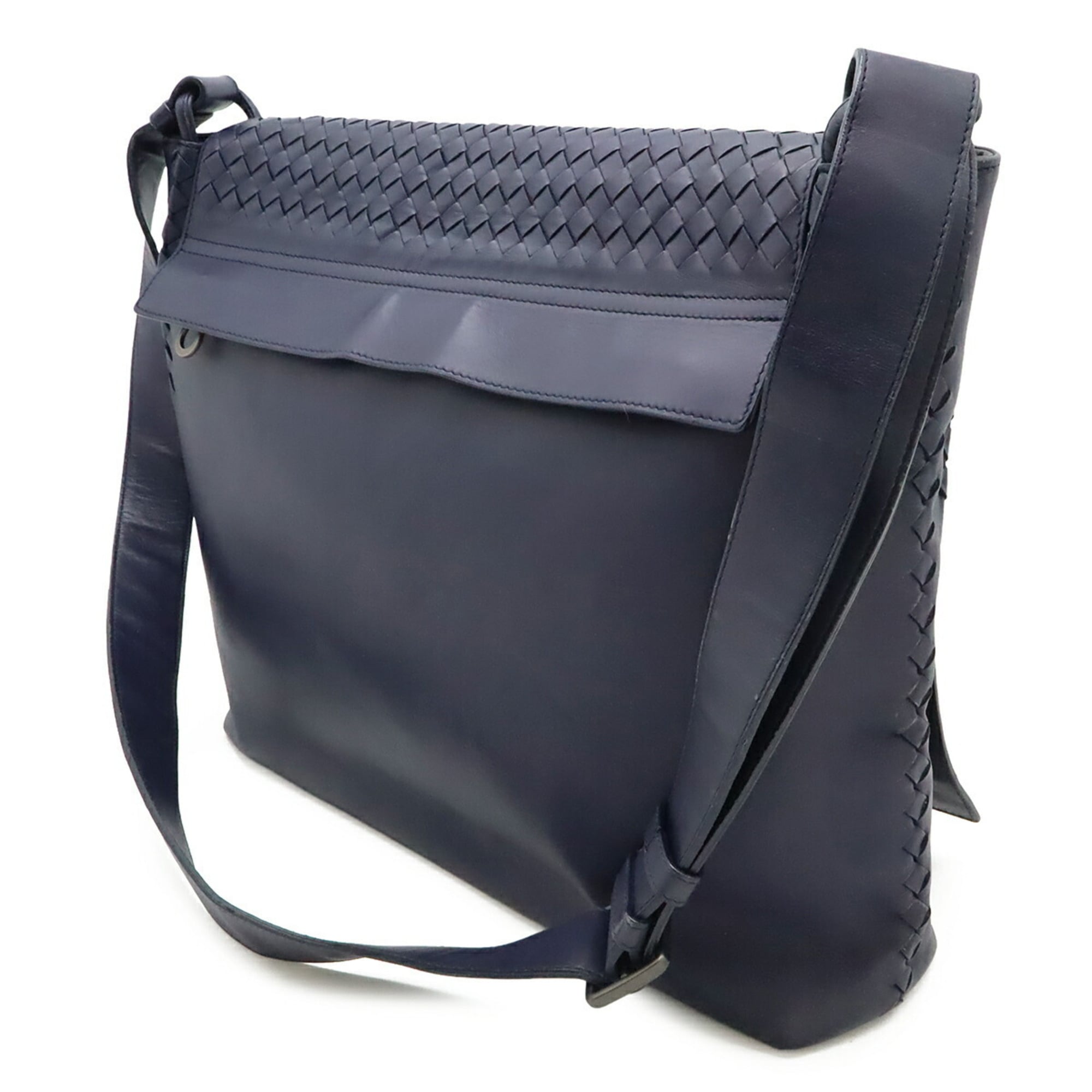 Bottega Veneta Dark Purple Intrecciato Handbag Shoulder Bag (Pre-Owned)