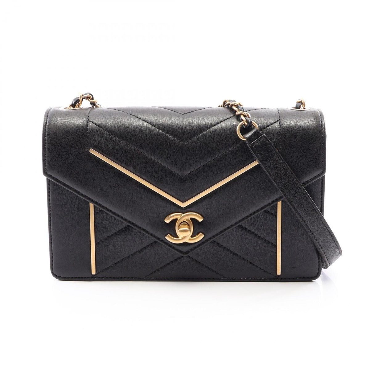 Chanel Black Leather Handbag Shoulder Bag (Pre-Owned)