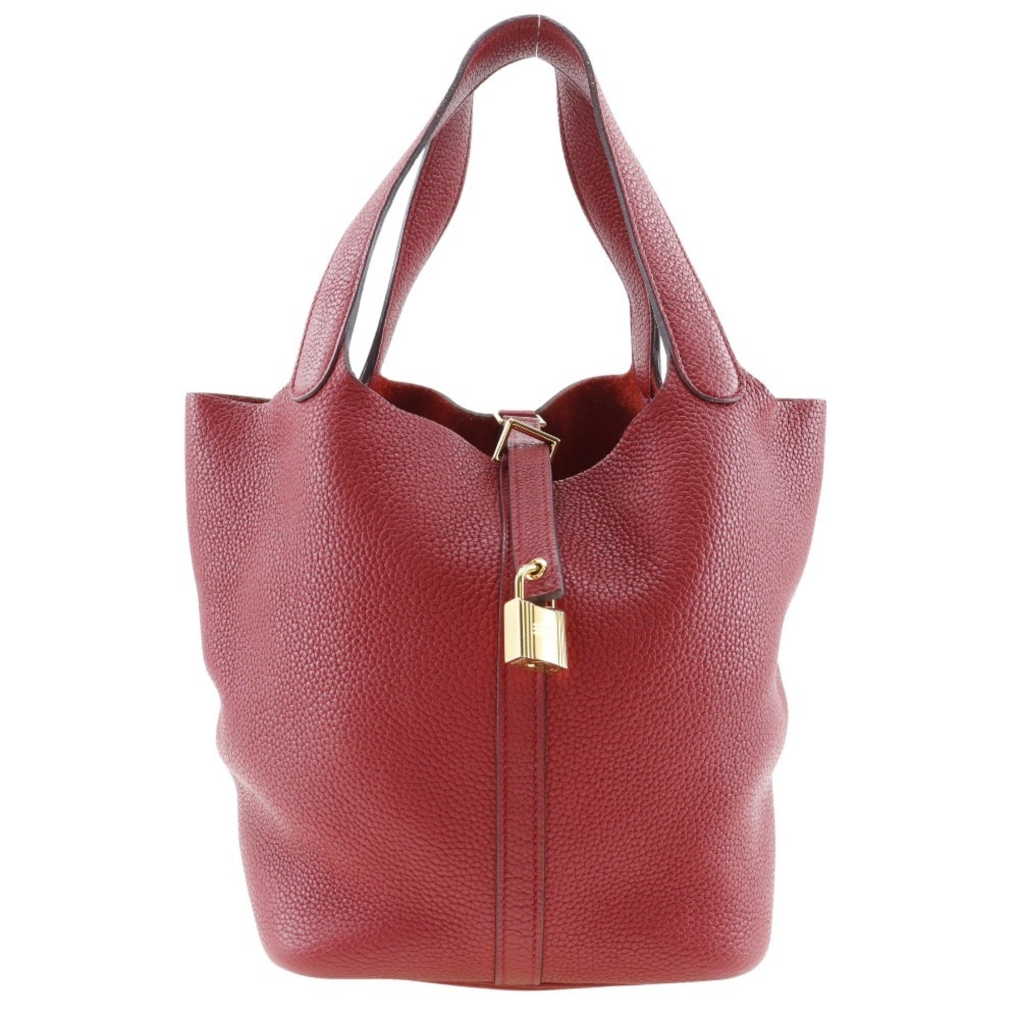 Hermes Picotin Red Color Taurillon Clemence Leather Handbag (Pre-Owned)
